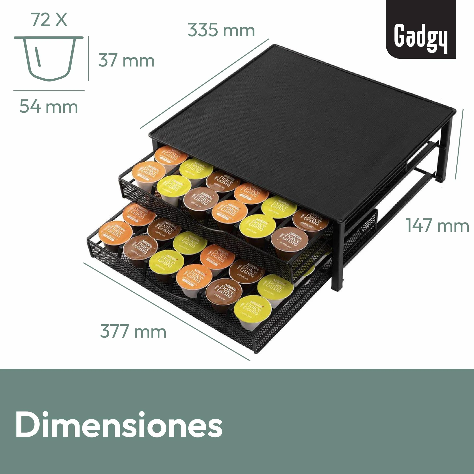 Gadgy Porta Cápsulas Dolce Gusto para 72 Cápsulas, Metal Negro, Antideslizante