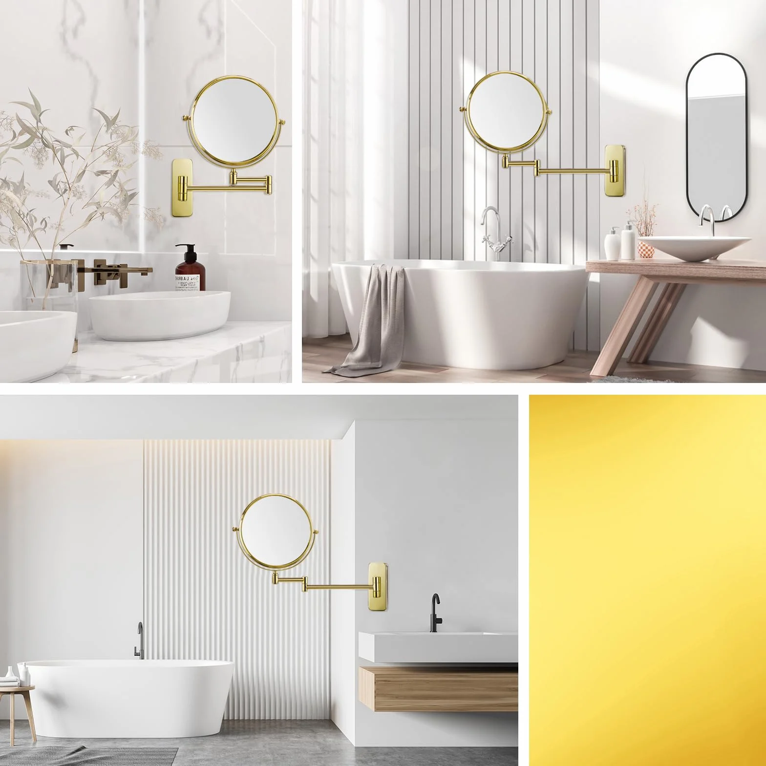 Nicesail Espejo de pared de 8 pulgadas con aumento 7X, espejo de acabado dorado para afeitado y maquillaje, espejo de tocador de aumento en el baño