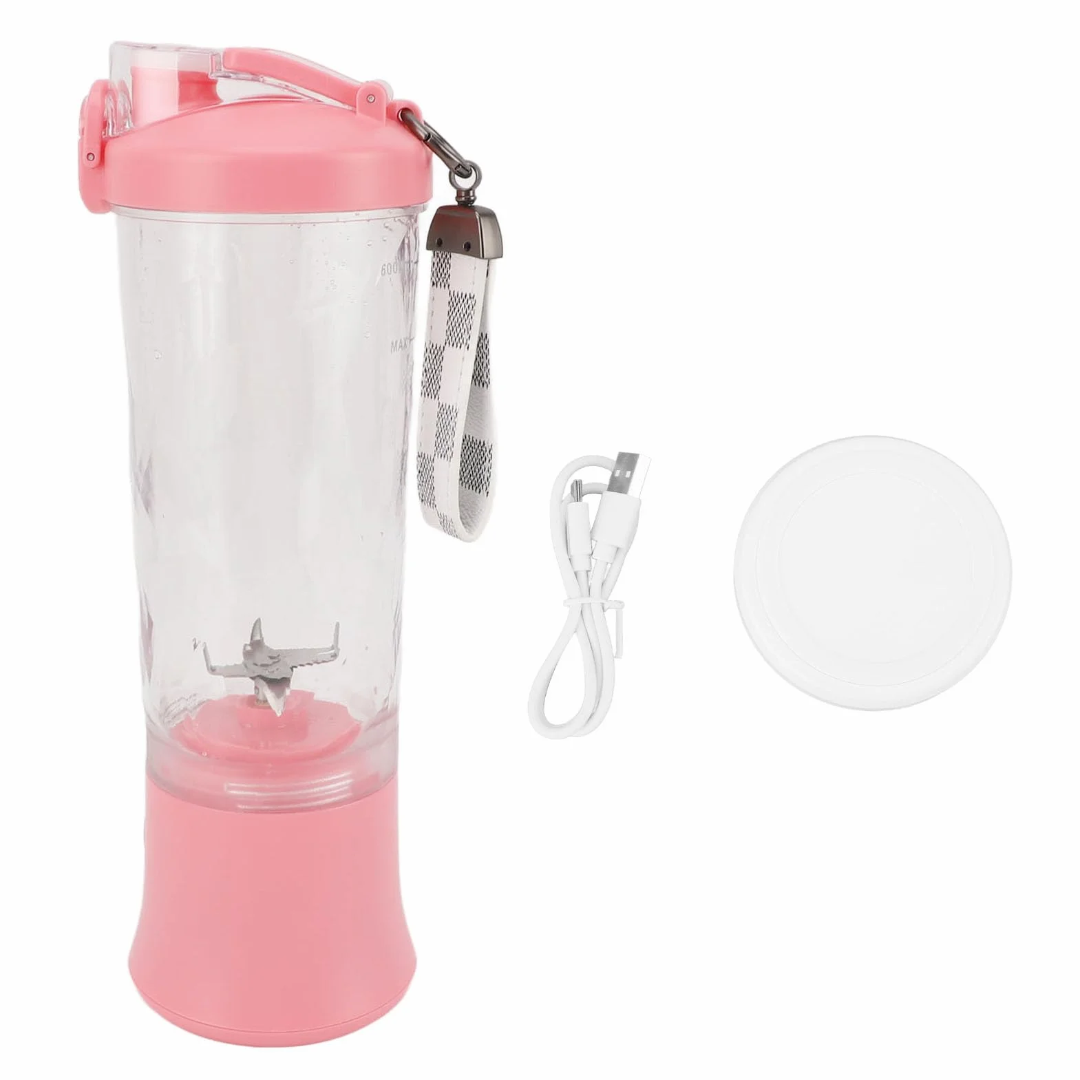 Yosoo Health Gear Batidora Portátil, Batidora Personal 600ml Mini Vaso Exprimidor con ABS y Acero Inoxidable, 2 Modos 150W 18000RPM USB Recargable 4000mAh para Viajes Deportes Escuela (PINK)