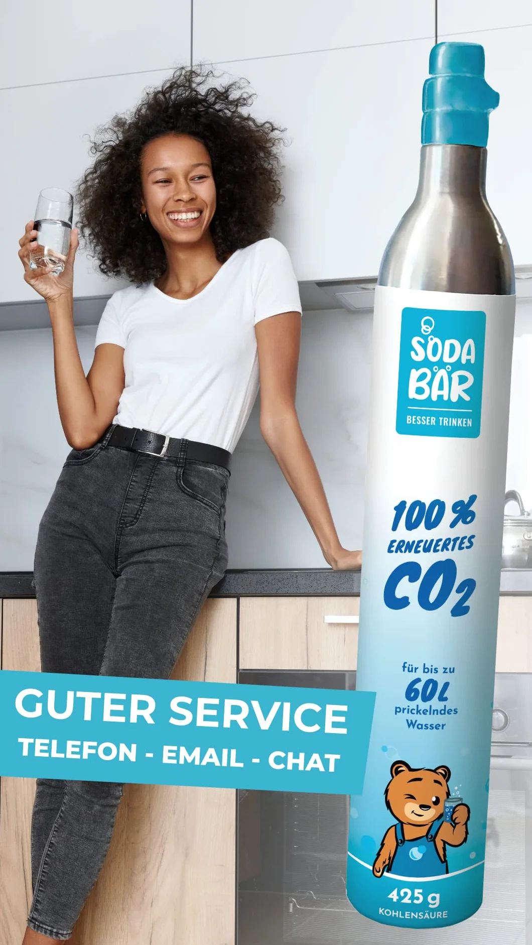 Cilindro de CO2 para Grohe Blue | Aarke | Rehau | SodaPop | Brita Neo | BLANCO | Dispositivos Unito | 2 x 425 g (60 l) | Relleno carbónico premium de Linde