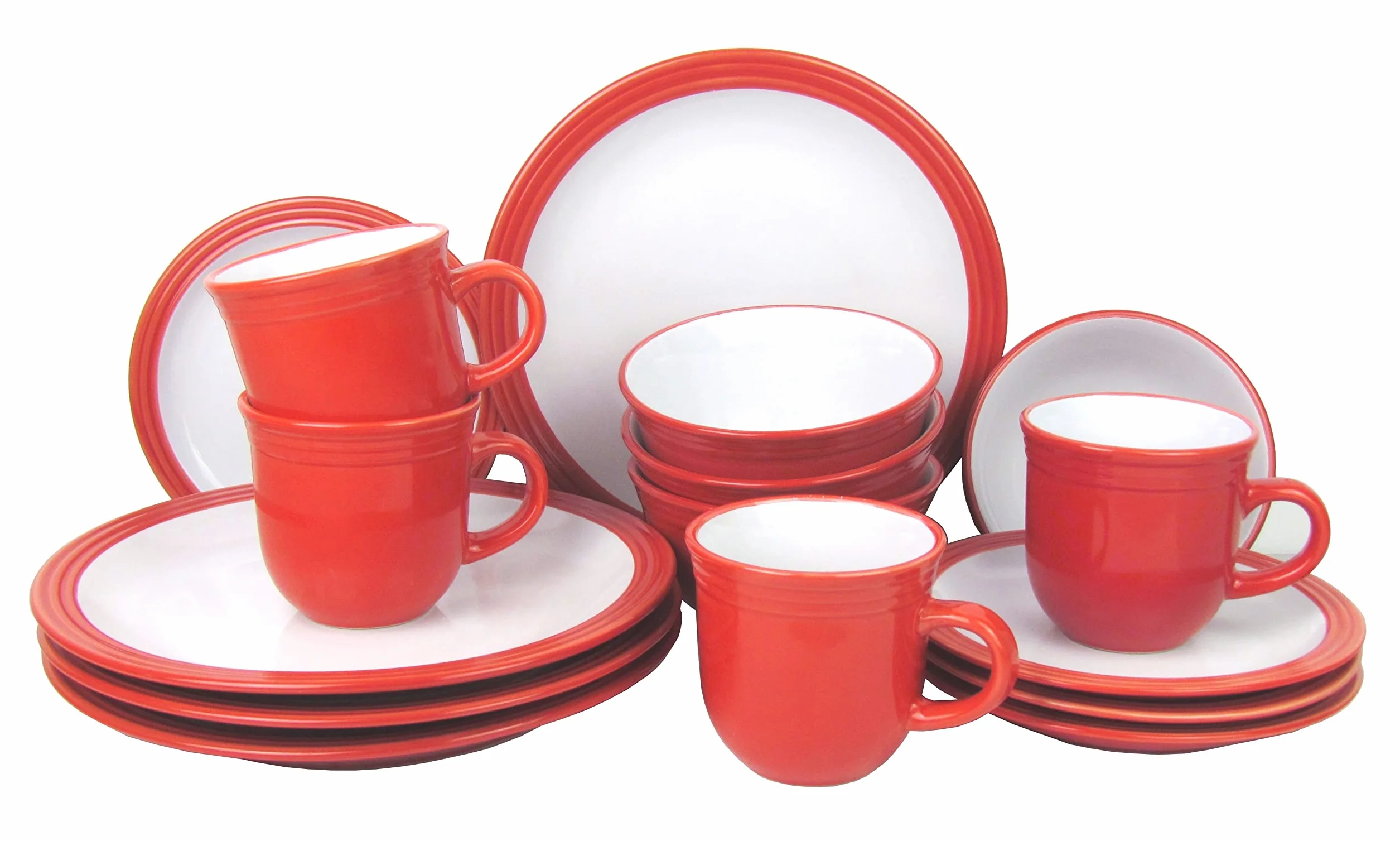 Retsch Arzberg Camden - Vajilla combinada (16 piezas, ahorro de espacio, apta para lavavajillas, microondas, resistente), color rojo