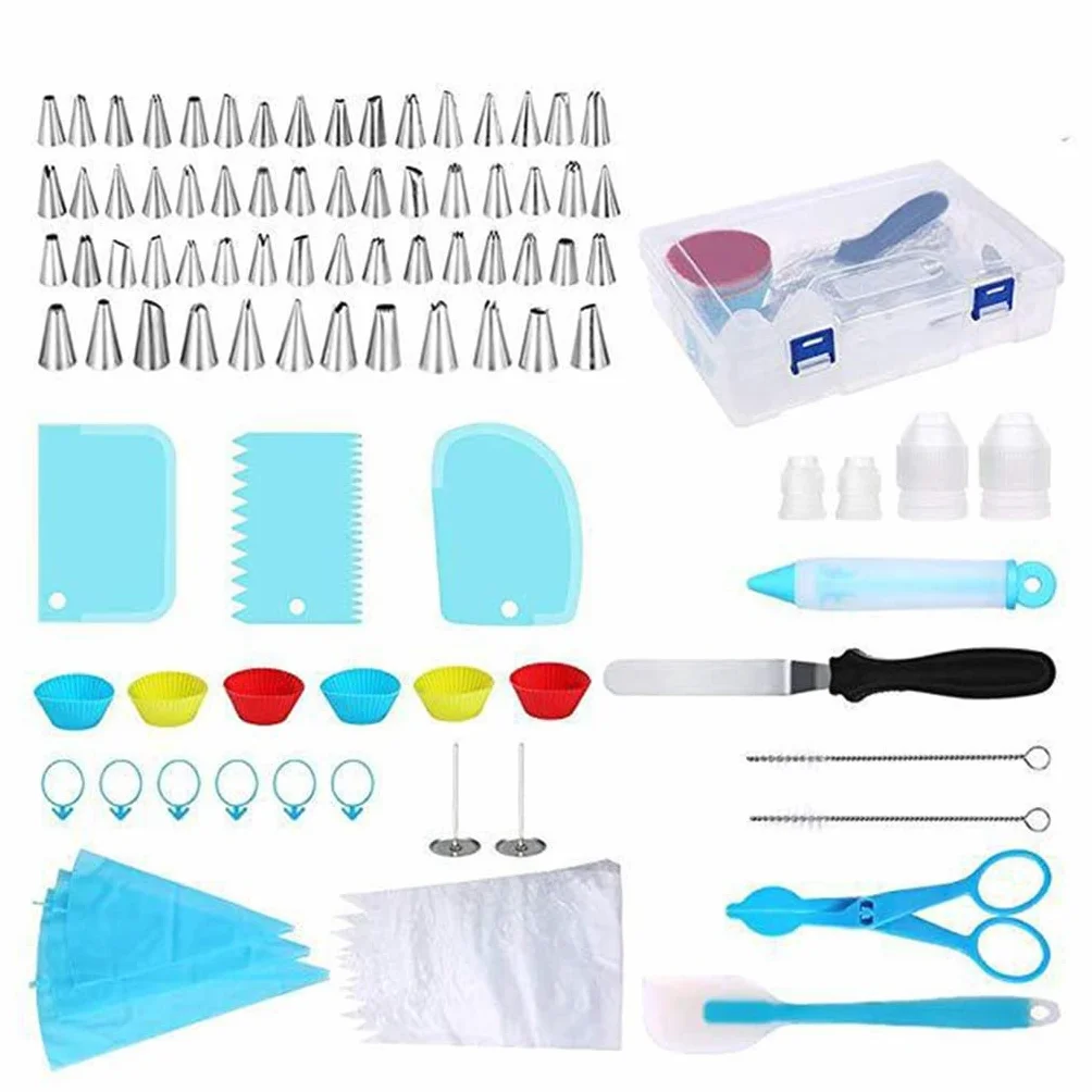 Kit de 102 Piezas para Decorar Pasteles: Incluye moldes para Cupcakes, boquillas, Mangas pasteleras y espátulas. Ideal para Principiantes.