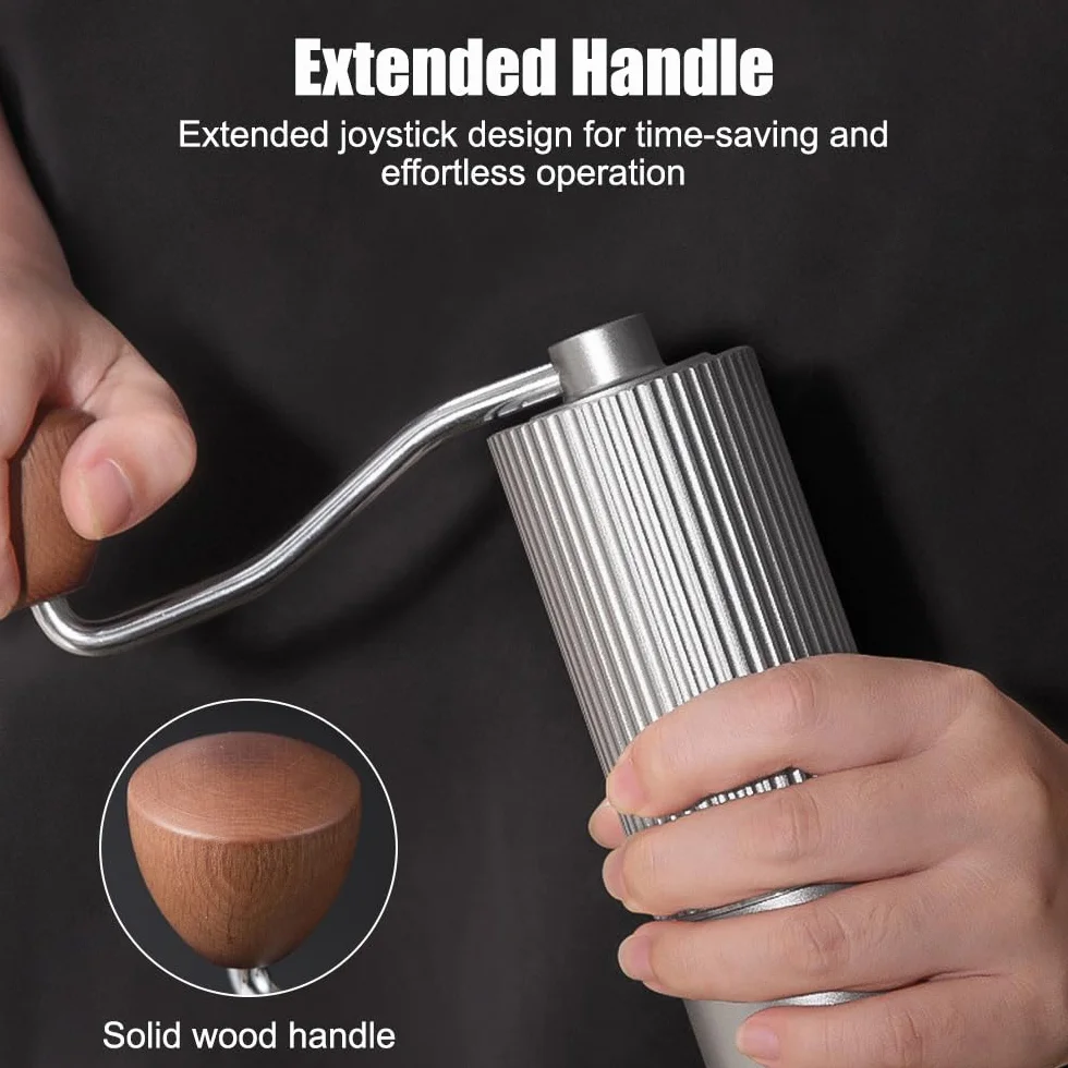 Molinillo de café manual, ajustable con mango, de acero inoxidable, para cafetera moka de prensa francesa