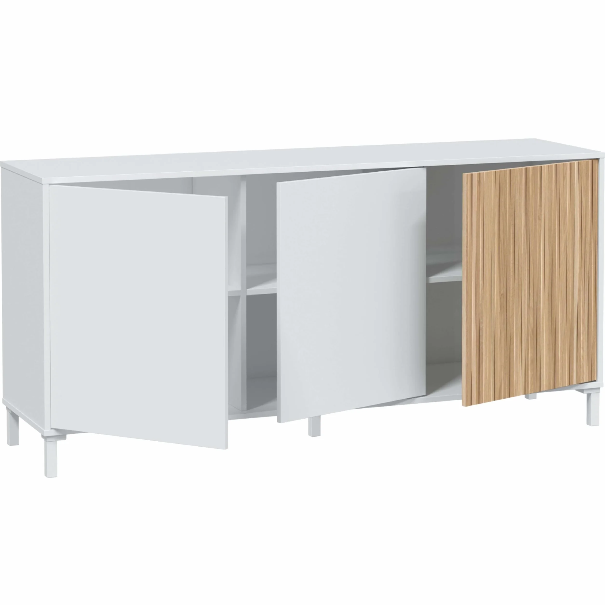 Habitdesign Aparador para Salón Ethna Blanco Artik Y Natur Estilo Moderno 154x74x40 Cm