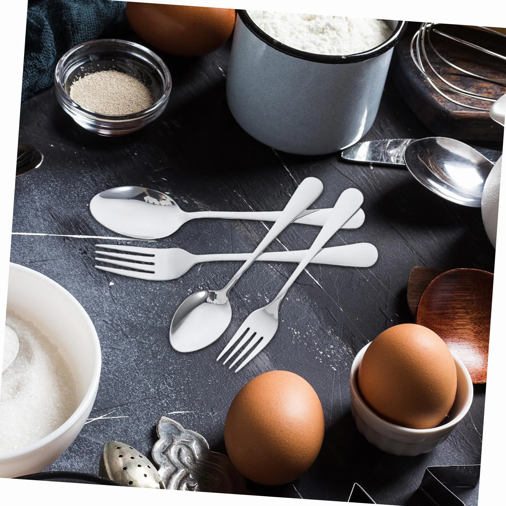 Juego de Cubiertos de Fiesta 20 Piezas de Acero Inoxidable Plata | Uso Versátil Diseño Creativo y Elegante , Agarre Cómodo en Reuniones Familiares y Restaurantes de Hotel