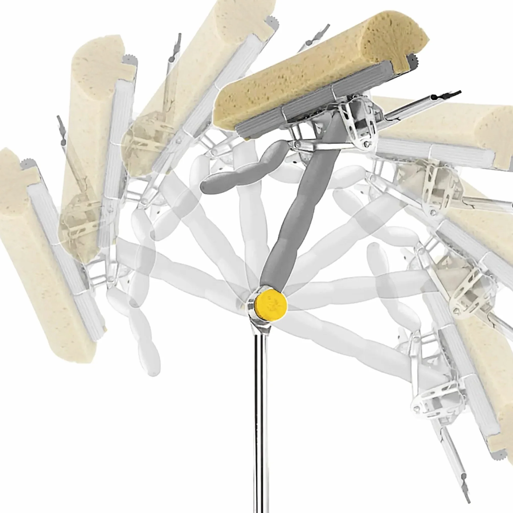 Bricoloco Limpiacristales Extensible y articulado 110-174 cm. Profesional. Sistema lavacristales con Mecanismo de escurrido, Goma, Cabeza pivotante y Mango telescópico.