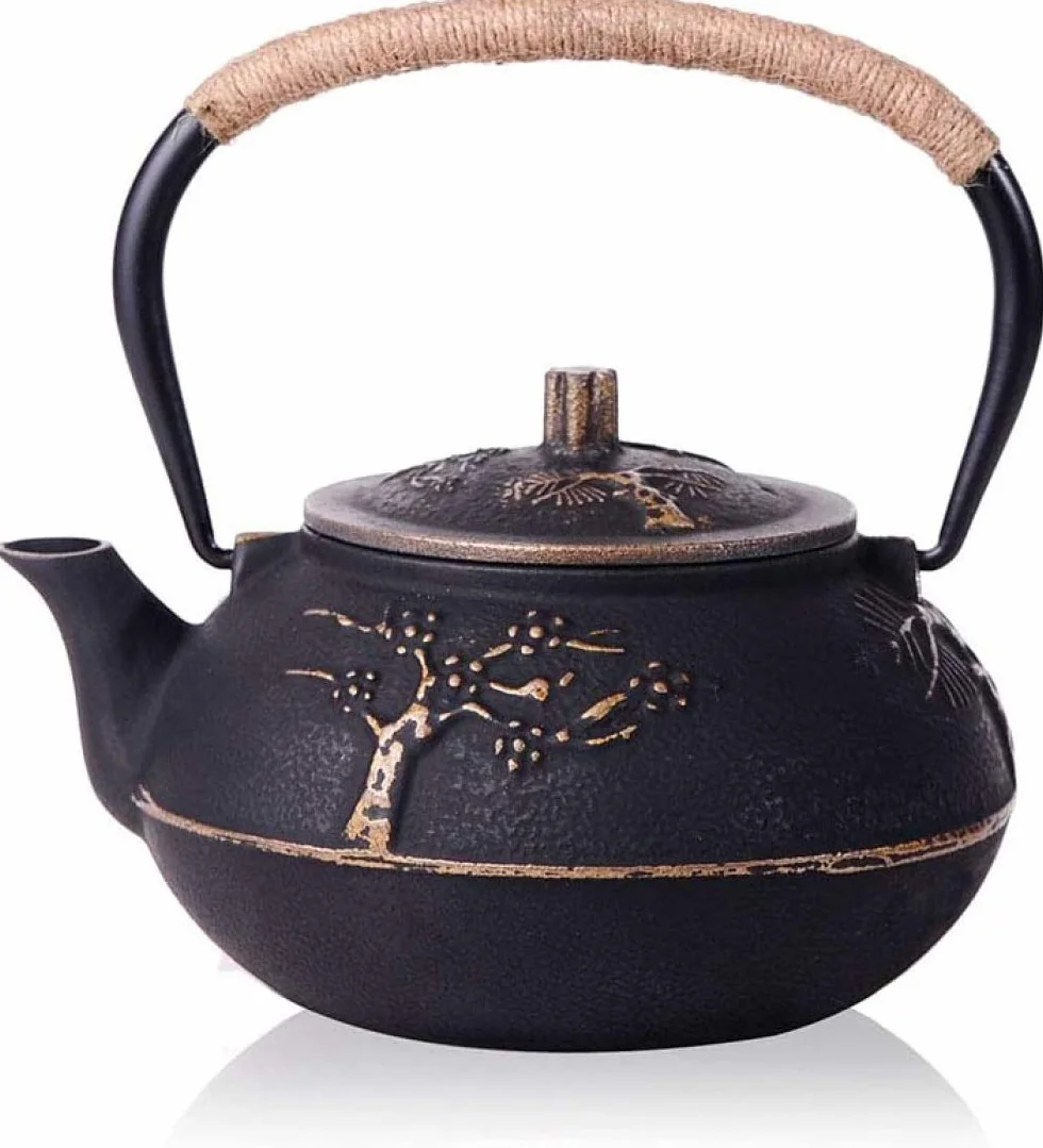 Juego de tetera japonesa de hierro fundido, diseño chino con filtro de acero inoxidable, color ciruela