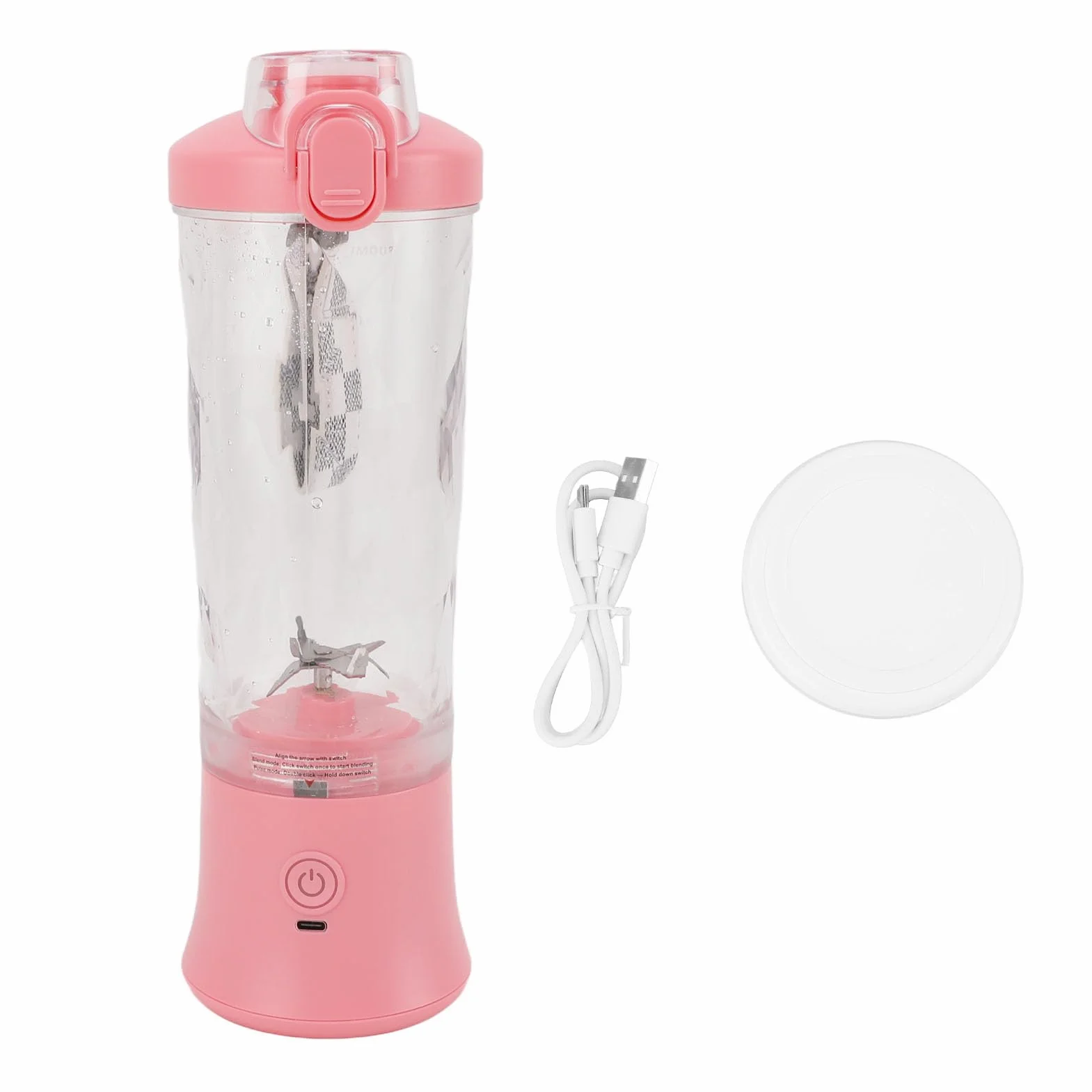 Yosoo Health Gear Batidora Portátil, Batidora Personal 600ml Mini Vaso Exprimidor con ABS y Acero Inoxidable, 2 Modos 150W 18000RPM USB Recargable 4000mAh para Viajes Deportes Escuela (PINK)