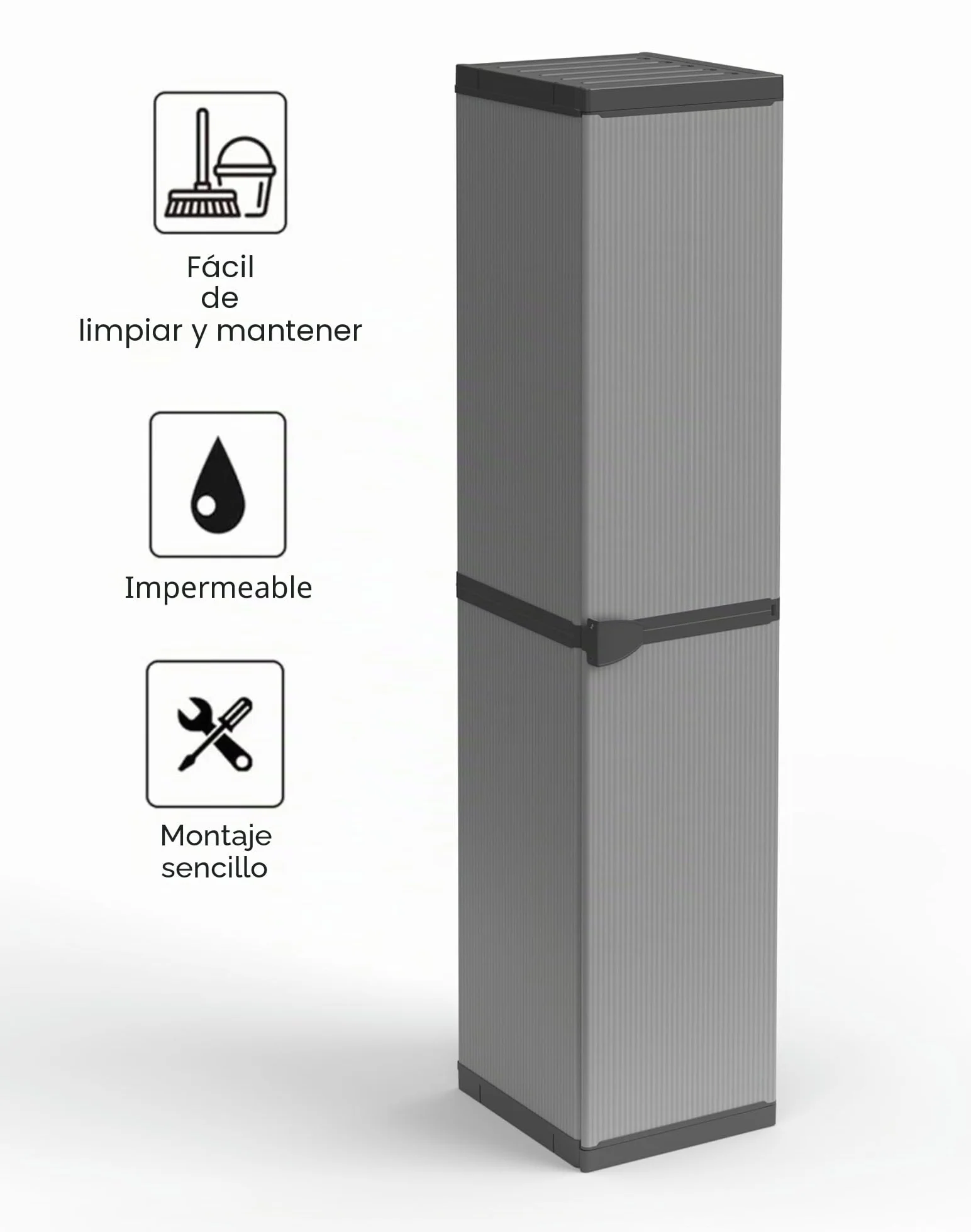 Armario de 1 puerta para interior/exterior utilizable también como botellero con estantes regulables en altura, 34 x 40 x 165 cm