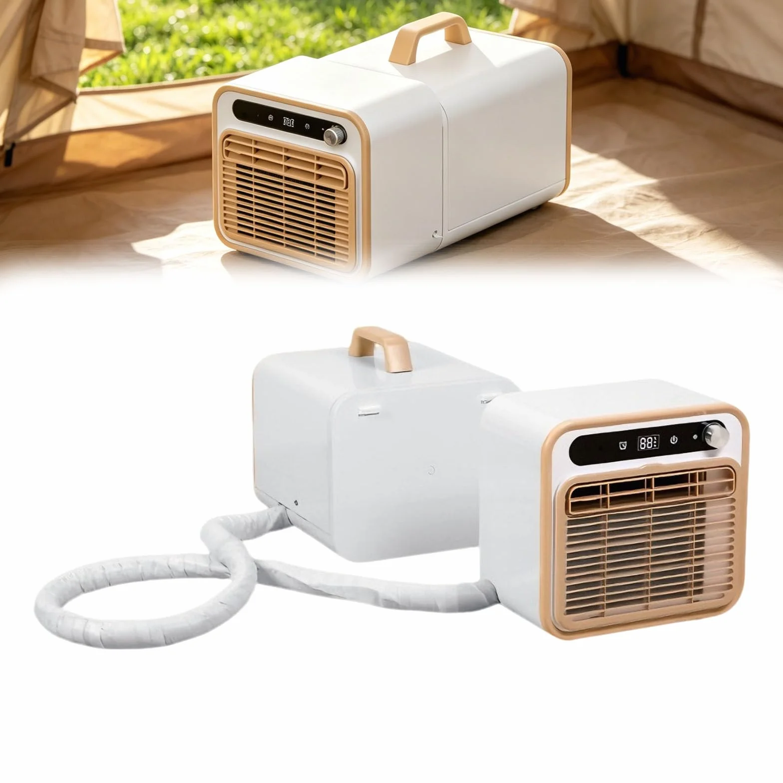 1500W Aire Acondicionado, Climatizador Dividido Portátil 1m | 5000 BTU Diseño Dividido Táctil, Mini Climatizador para Oficina Habitación Escritorio, Manguera 1m/1.5m/2m Opcional 12H