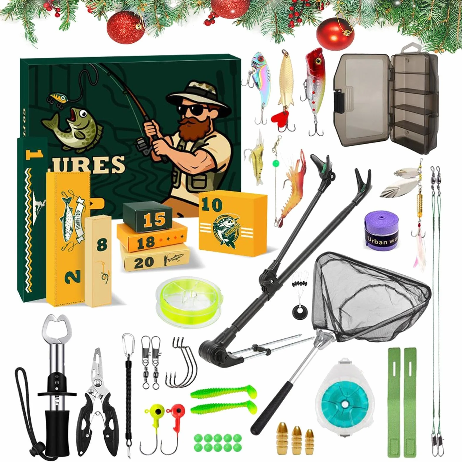 Calendario De Adviento Para La Pesca 24 Días De Accesorios Reutilizables | Kit De Cebos Pesqueros Calendario De Navidad Para Adultos Adolescentes Chicos Pe