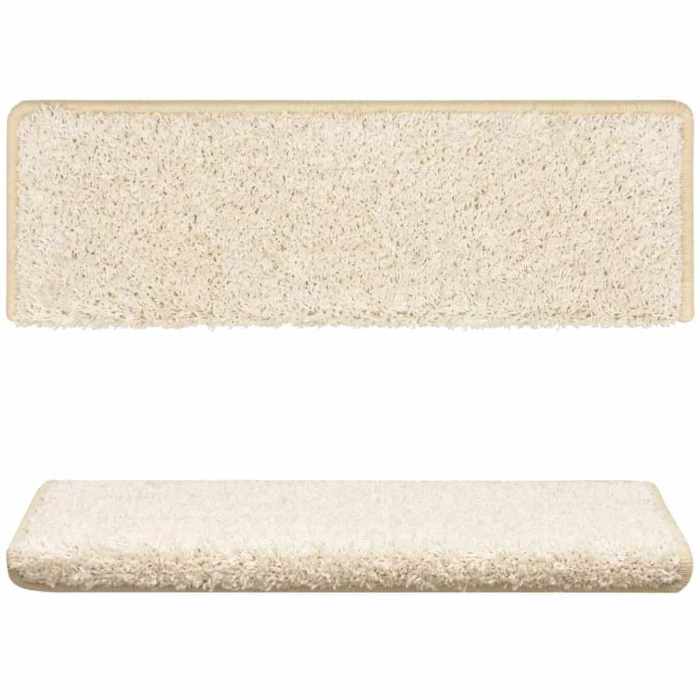 vidaXL Alfombrillas para escaleras 10 Unidades 65x21x4 cm Blanco Borde Rectangular