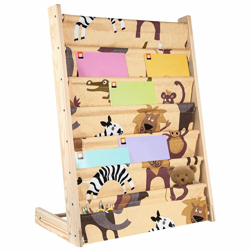 Librería para niños, estante de 7 niveles para libros, suministros escolares para habitación infantil, guardería, guardería, 80 x 60 x 30 cm (color)