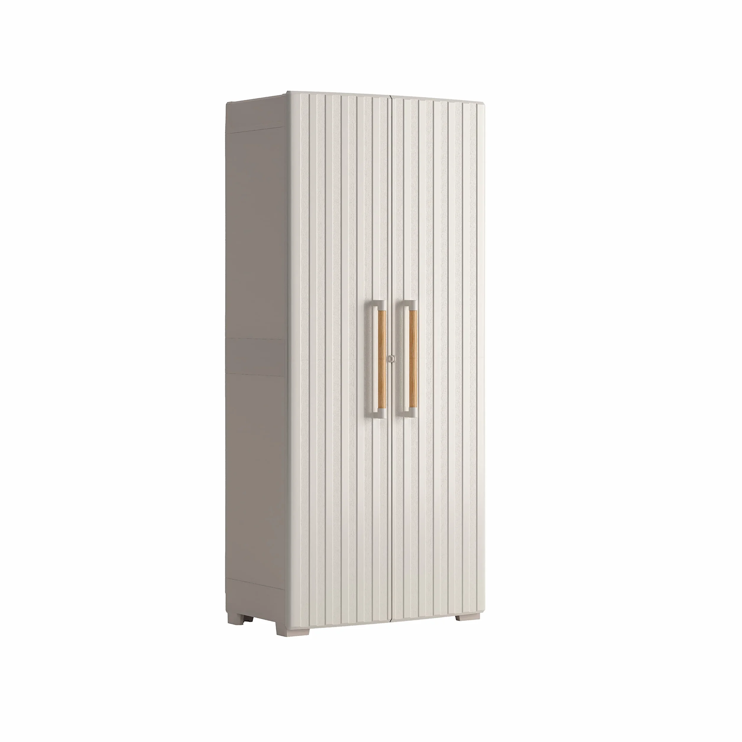 Keter Armario Groove Escobero, Amario Escobero de almacenaje, Resina, 2 Puertas y 4 baldas Regulables en Altura, Color Beige, 180 x 80 x 45 cm