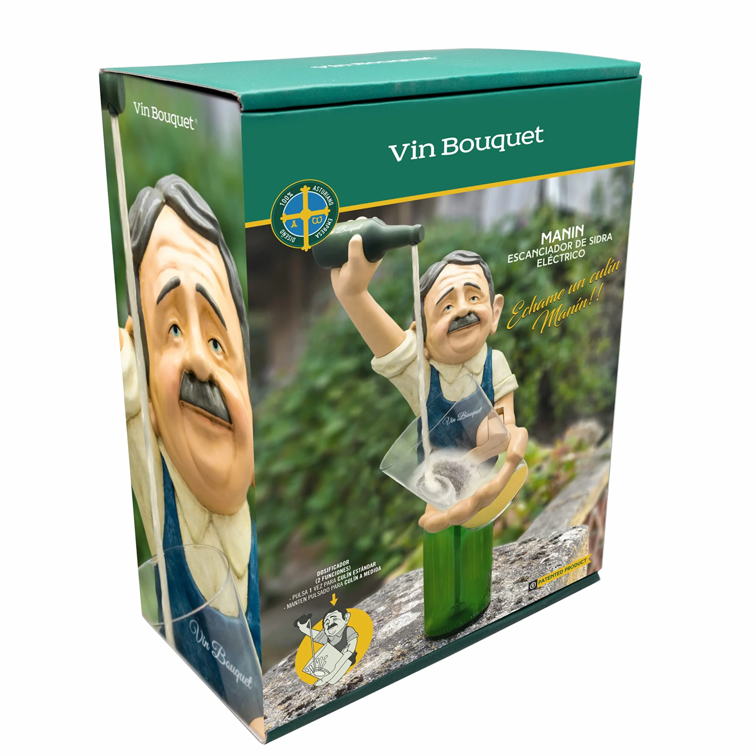 VB VIN BOUQUET Fia 850 Escanciador Manín Eléctrico, Automatico, Culin de Sidra Perfecto, Alta Calidad, Verde