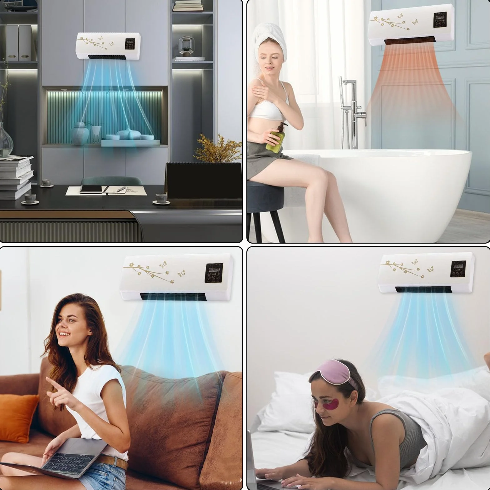 Split Max Aire Acondicionado Portátil, 2 En 1 Frío Y Calor Aire, Acondicionado Split Con Temporizador, AireAcondicionado Pared Sin Unidad Exterior, Para El Hogar, Sala De Estar Y Dormitorio