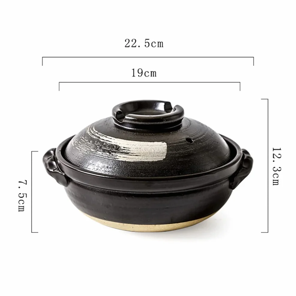 Angoily Cazuela de cerámica antiadherente para horno, olla de cerámica, olla de barro con tapa, olla de sopa de porcelana para cocinar, guiso, sopa de vapor, resistente al calor (900 ml)