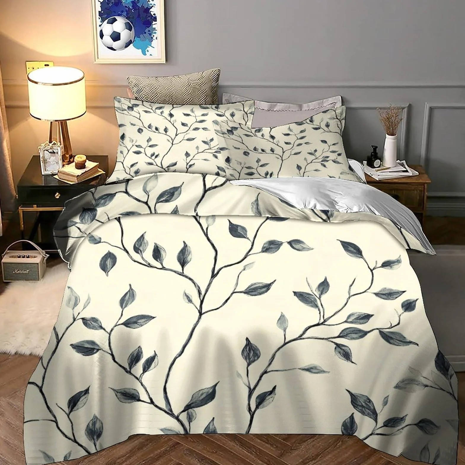 Guía de Viaje de Laponia Funda de Edredón Impresión 3D Juego de 3 Piezas Suave Cierre de Incluye Fundas de Almohada Antialérgica Funda Edredon for Adultos Super King（260x220cm）