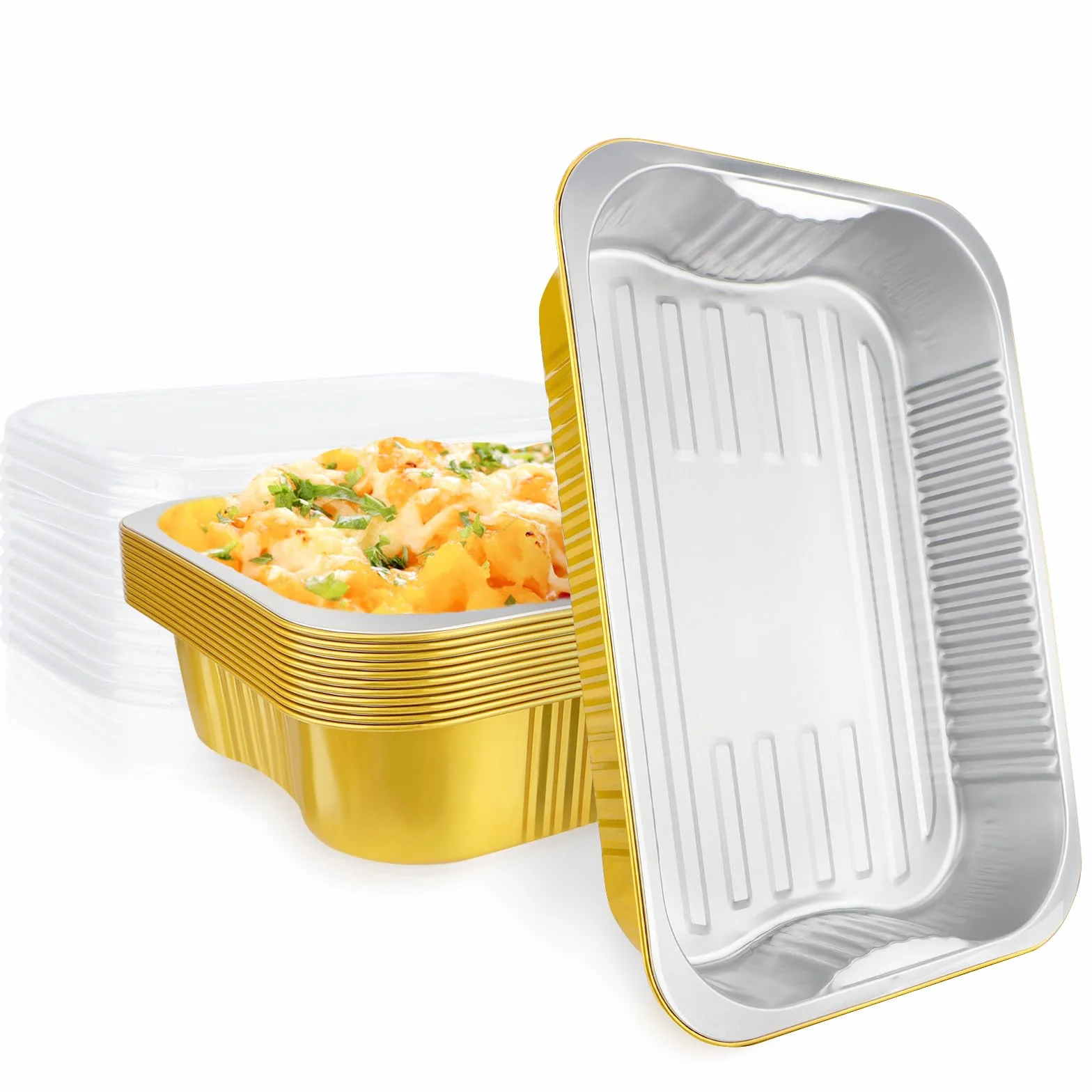 EUSOAR Moldes de aluminio con tapas, paquete de 12 unidades, de 127 onzas, desechables, pequeños, de aluminio, para tartas, pan, pasteles, fiestas, preparación, congelador, bandejas de goteo para