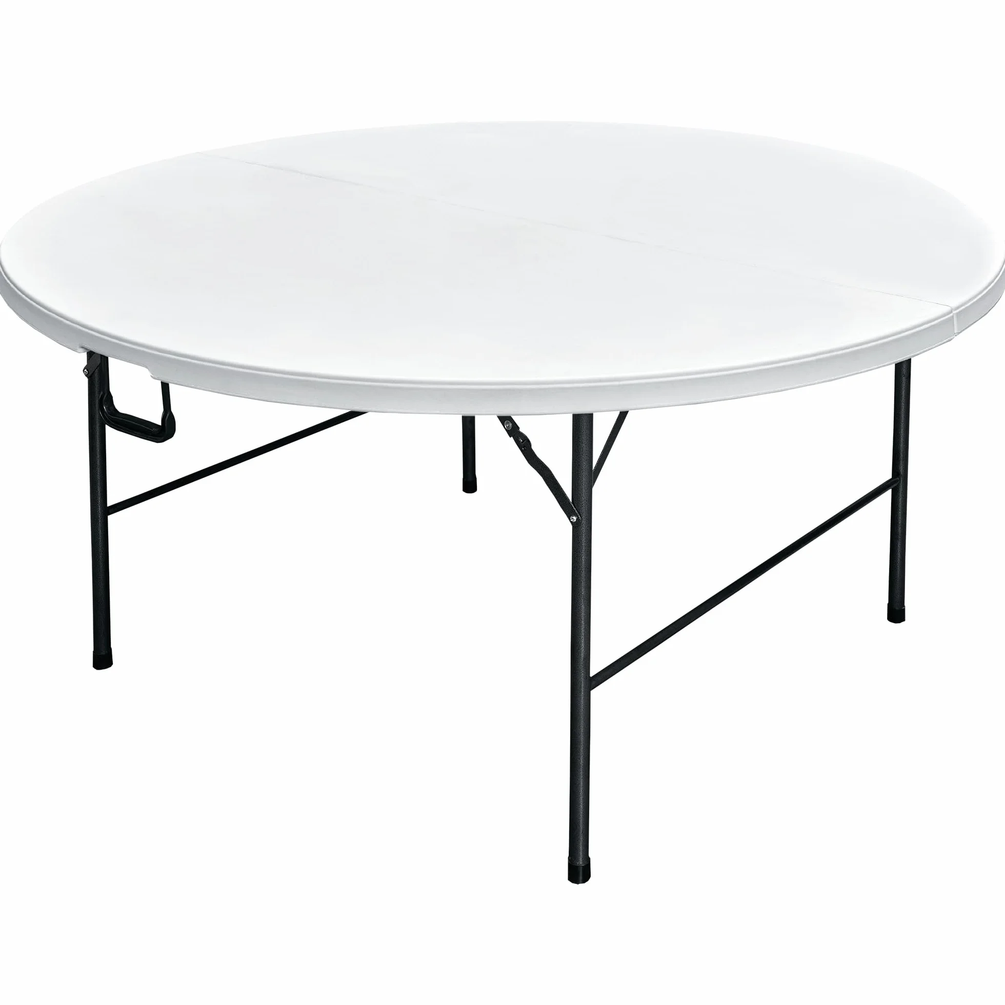 Cofan Mesa Plegable Redonda de Camping | Color: Blanco | Peso máximo: 150 kg | Adecuado para 10 Personas | Medidas: Ø 180 x 74 cm