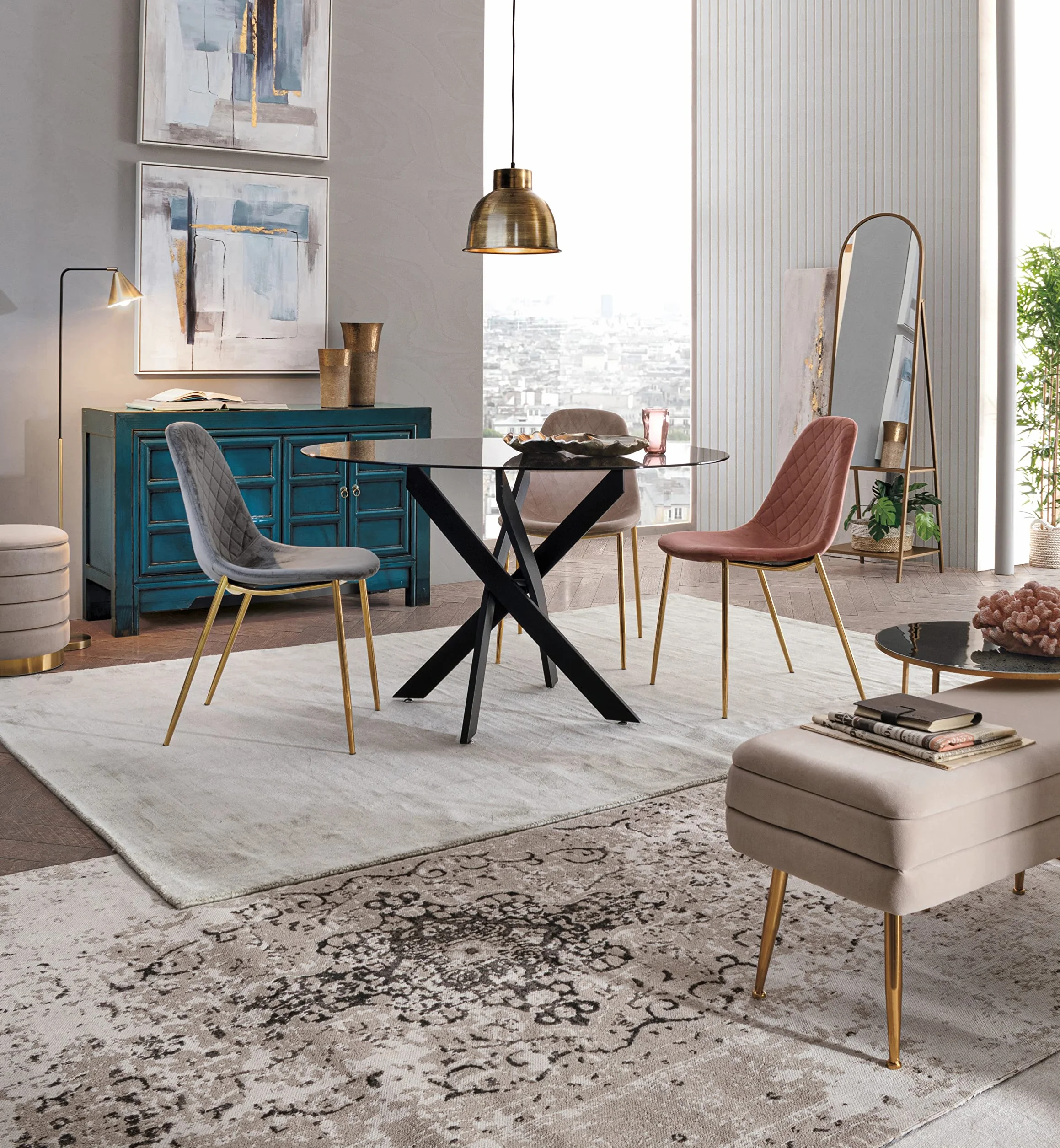 Fashion Commerce - Banco contenedor Pavlina, Beige, 80 x 38 x 42 cm