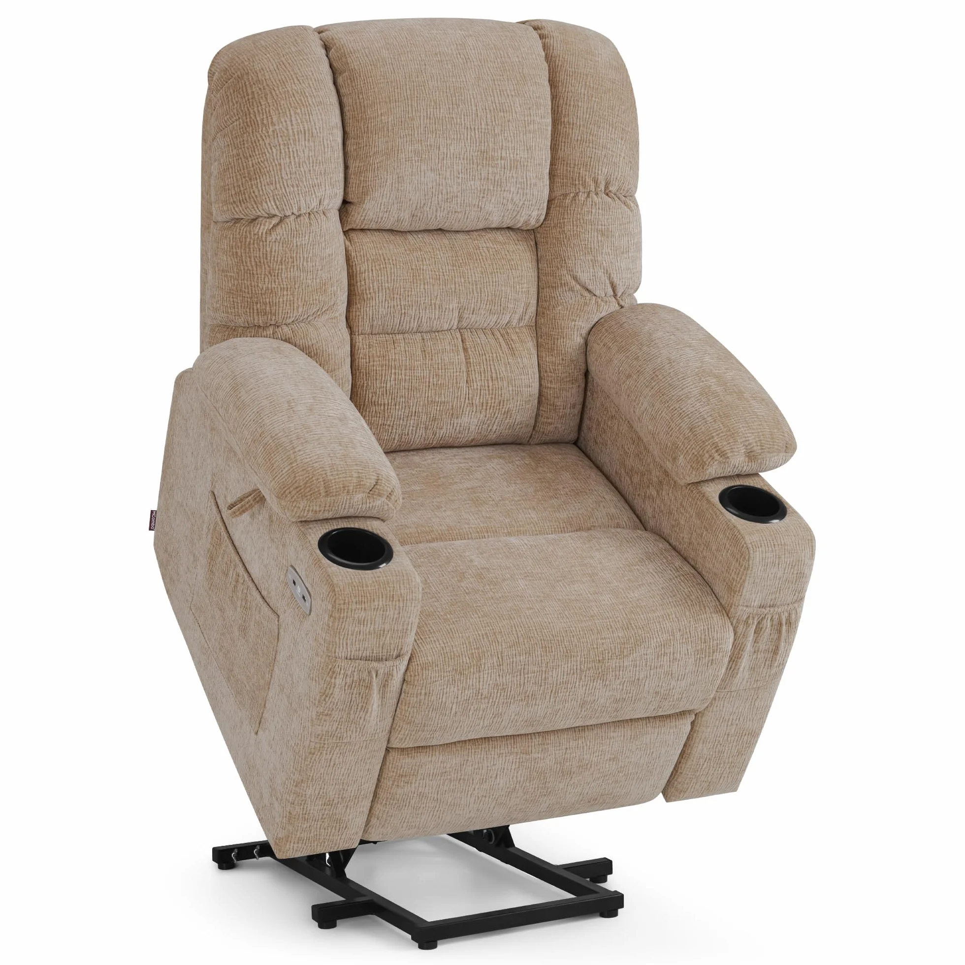 M MCombo sillón eléctrico con 3 Motores, Respaldo y reposapiés Ajustables, función de relajación y reclinación hasta 170°, Reposacabezas Ajustable 7550 (Chenille, Beige)