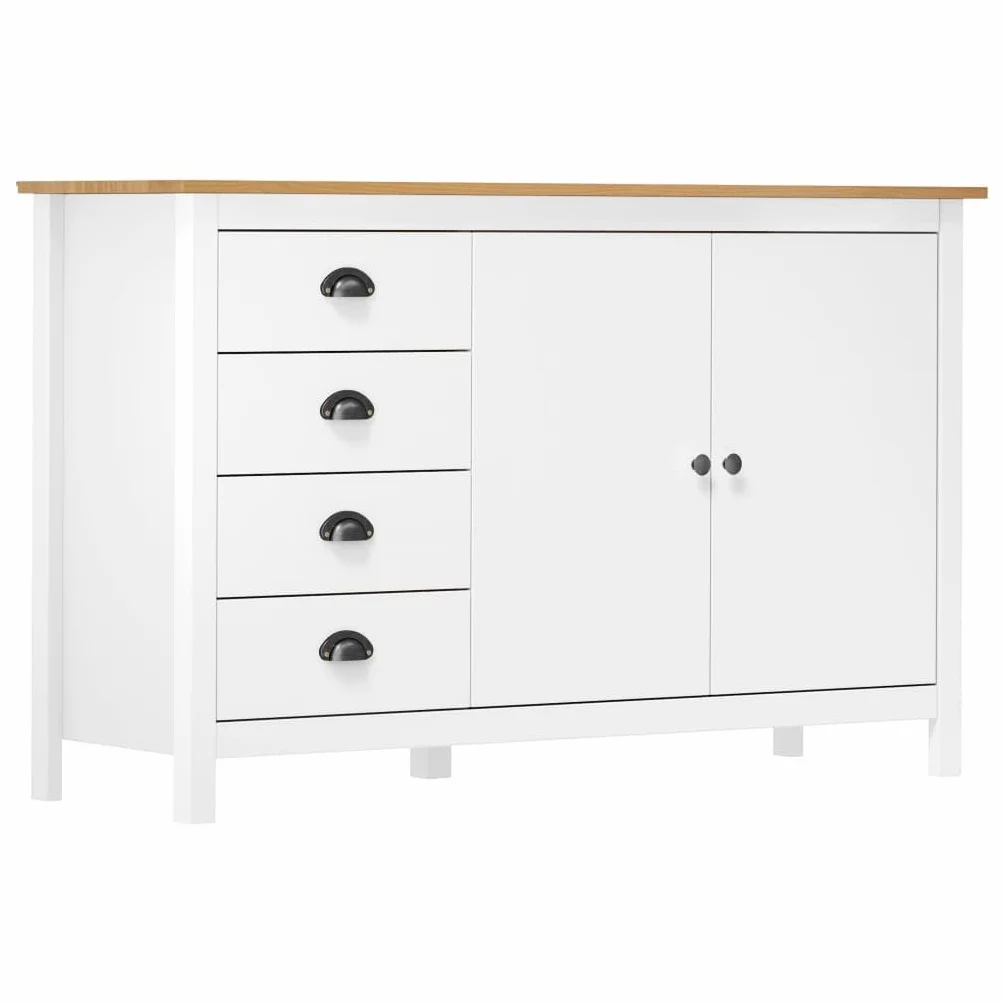 vidaXL Mesita de Noche Hill Madera Maciza de Pino Blanco 130x40x80 cm