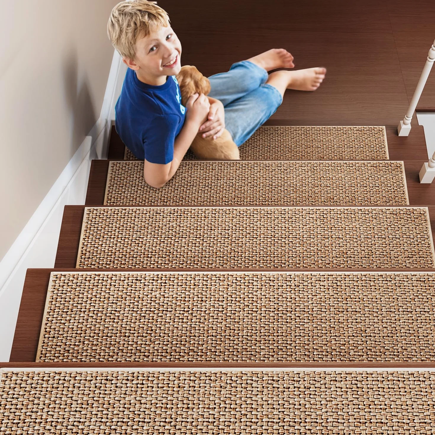 SIXHOME Alfombra Antideslizante de 20 x 76 cm (15 Unidades) Alfombras de Escalera con Goma Antideslizante Mascotas y Ancianos