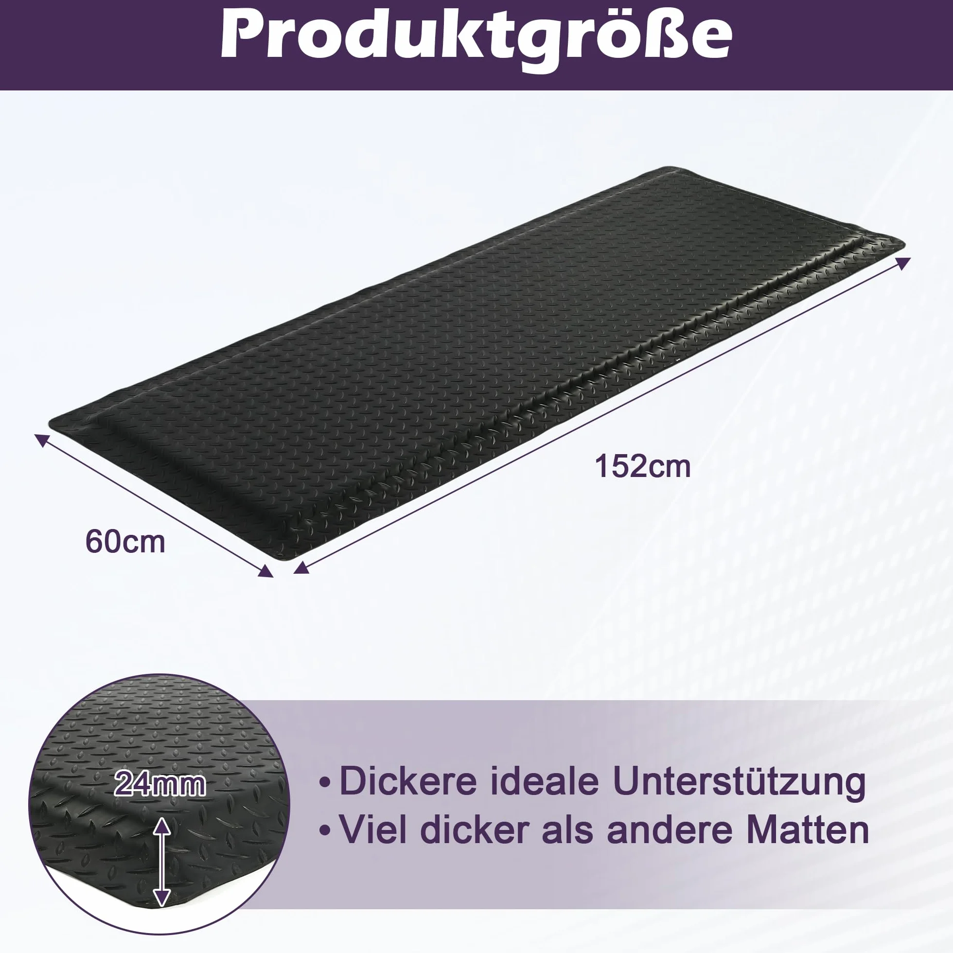 bimiti Esterilla antifatiga para trabajos de pie, alfombrilla ergonómica para lugares de trabajo saludables, 60 x 152 cm, alfombrilla antifatiga, resistente al agua, alfombrilla de pie para estación