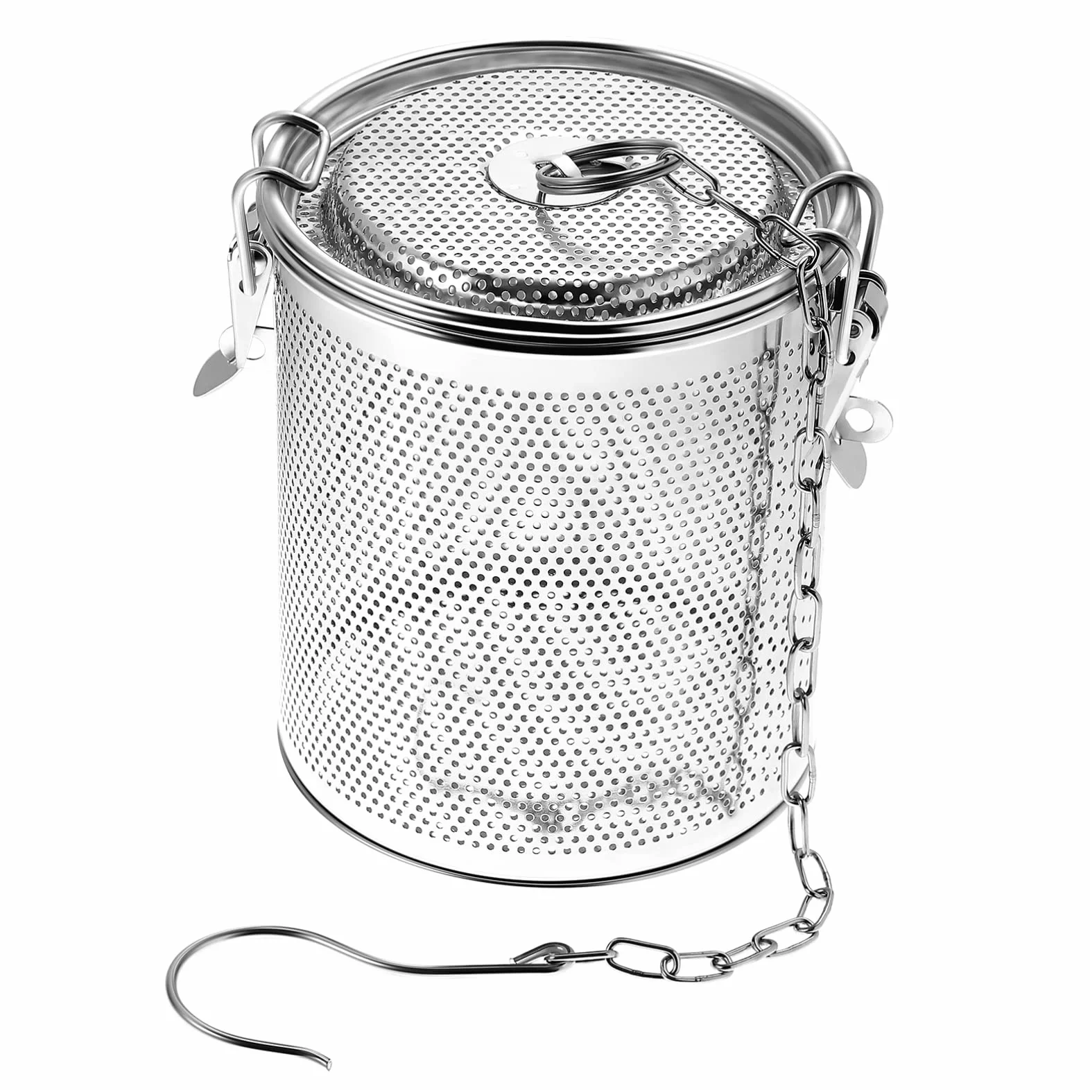 Bola de especias de acero inoxidable, colador de té de malla fina, infusor de té de acero inoxidable con gancho de cadena extendido for condimentos de especias de té de hojas sueltas (4,9 x 5,1 pulgad