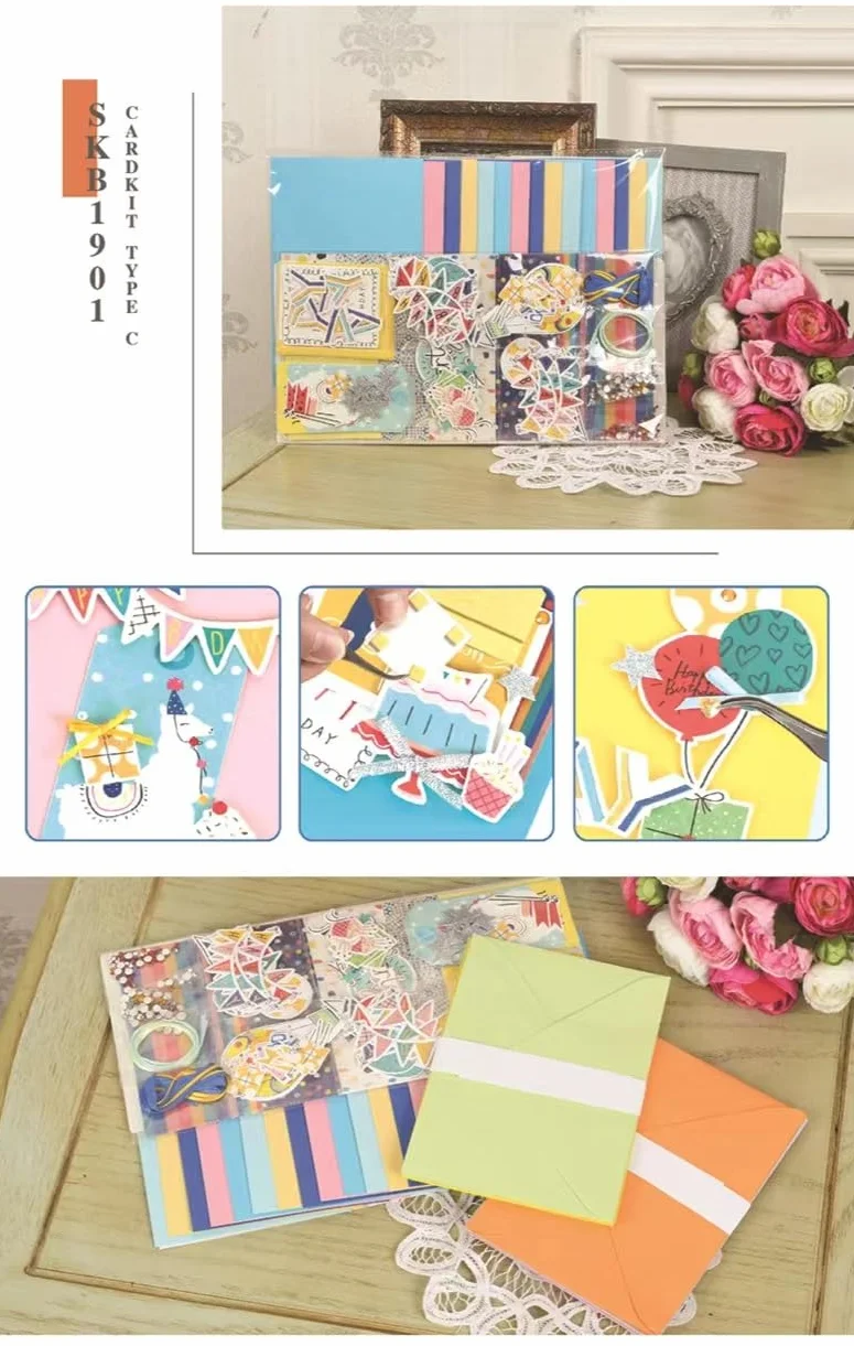 Kit completo de 15 tarjetas para adultos y niños. Incluye 15 tarjetas en blanco, sobres y decoraciones. Suministros de tarjetas de arte y manualidades para todas las ocasiones, tarjetas de