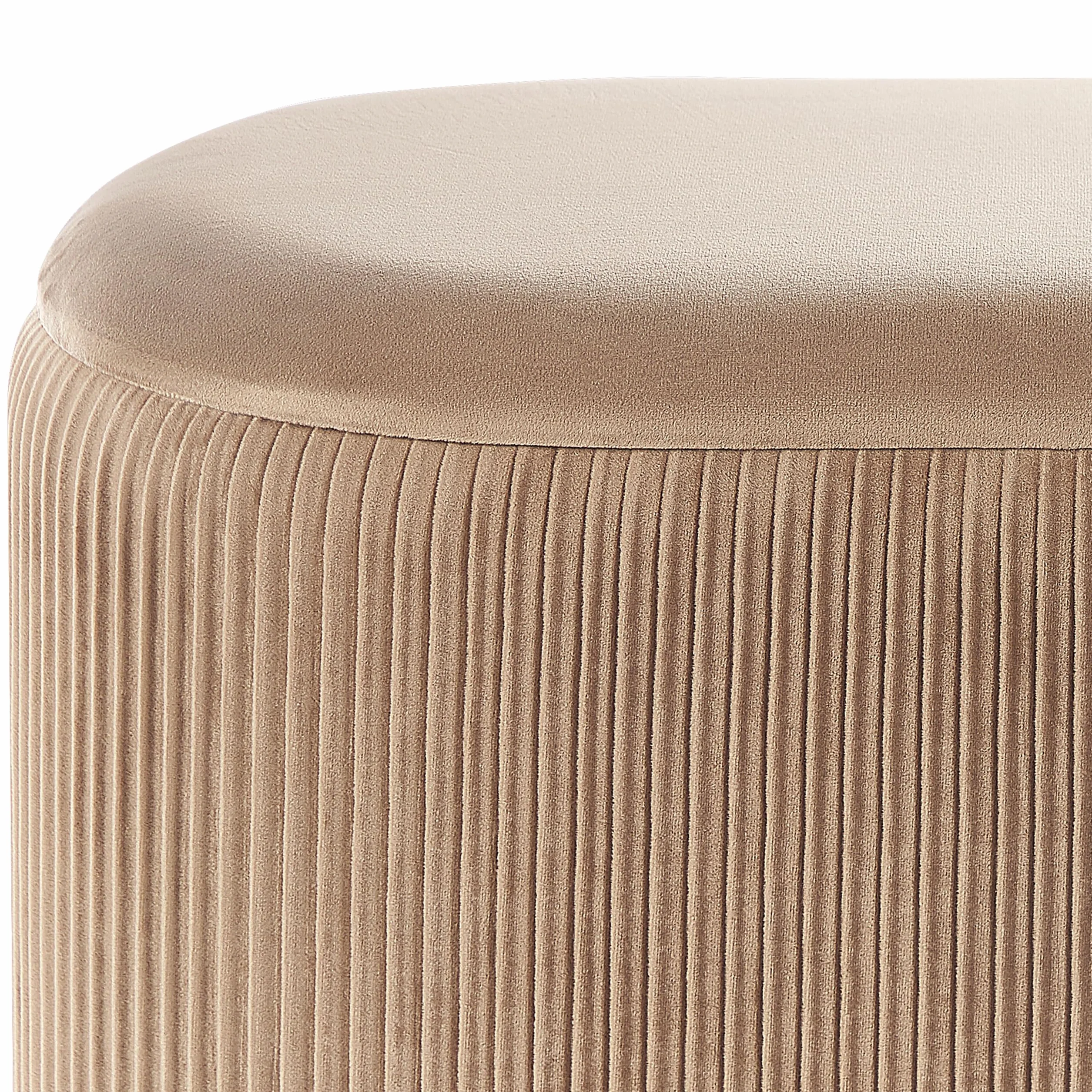 Beliani Puf de Terciopelo Beige almacenaje reposapiés Glamour Sala de Estar Dormitorio Richland