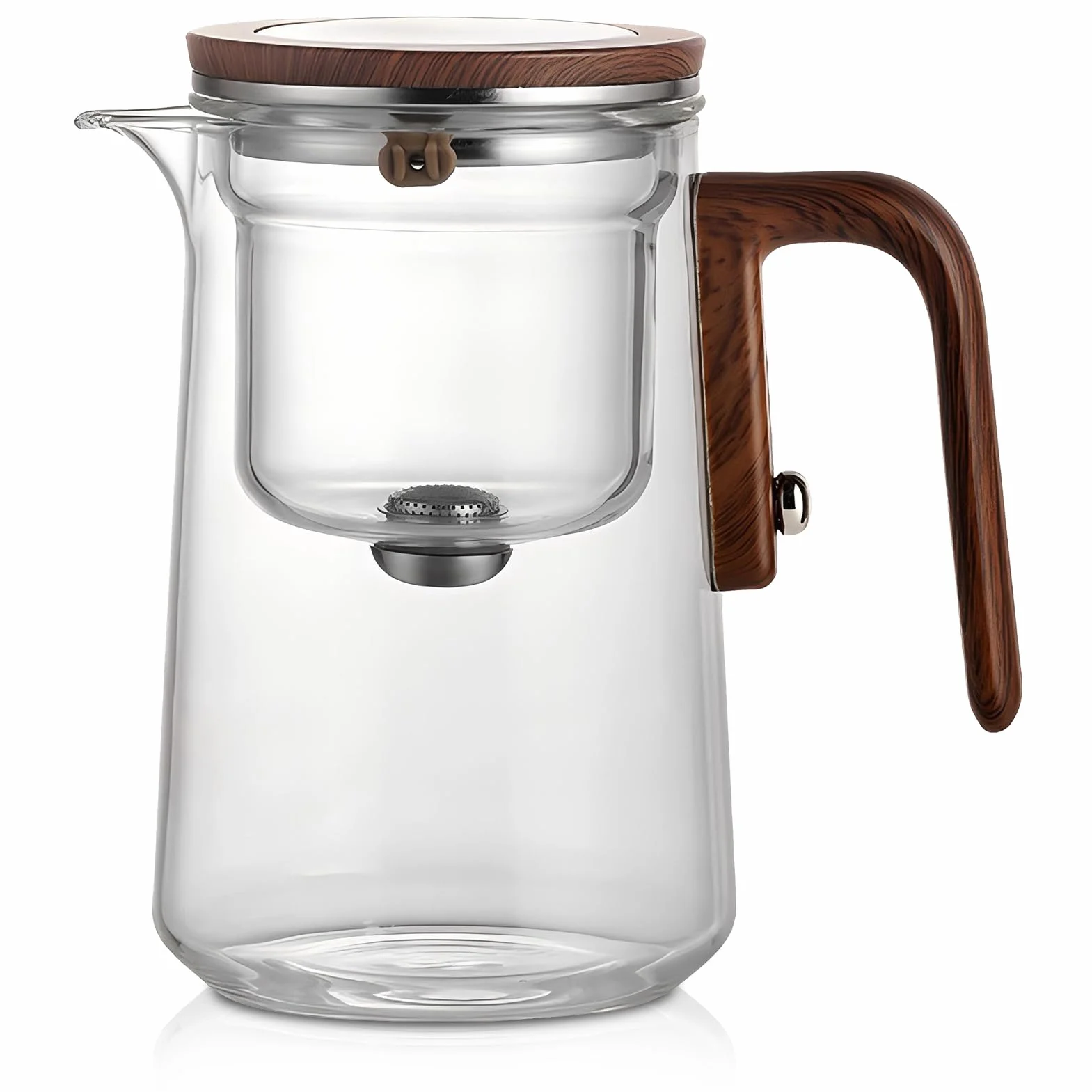 Enchantipot - Tetera mágica de cristal con relleno de agua y colador, dispensador de control de prensa para bienestar y té de la tarde (800 ml)