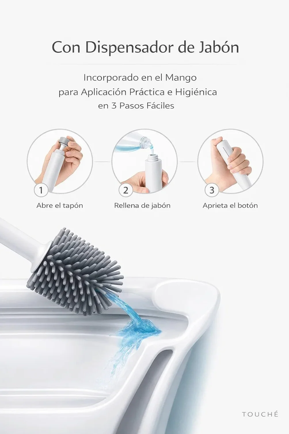 Escobilla de Baño con Dispensador de Jabón, Antibacteriana de Silicona para Limpieza de Inodoro