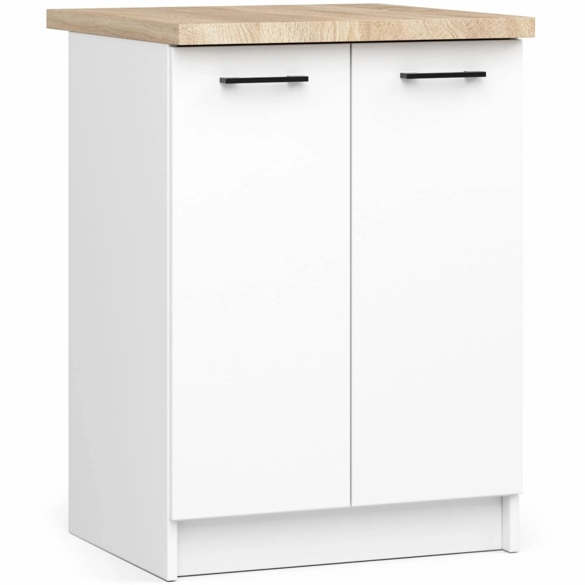 AKORD | Mueble de Cocina con encimera - Oliwia S60 | Mueble Base con 2 Puertas y 2 estantes | Mueble de Entrada | Aparador | Isla | Armario | 46 x 60 x 85 cm | Blanco