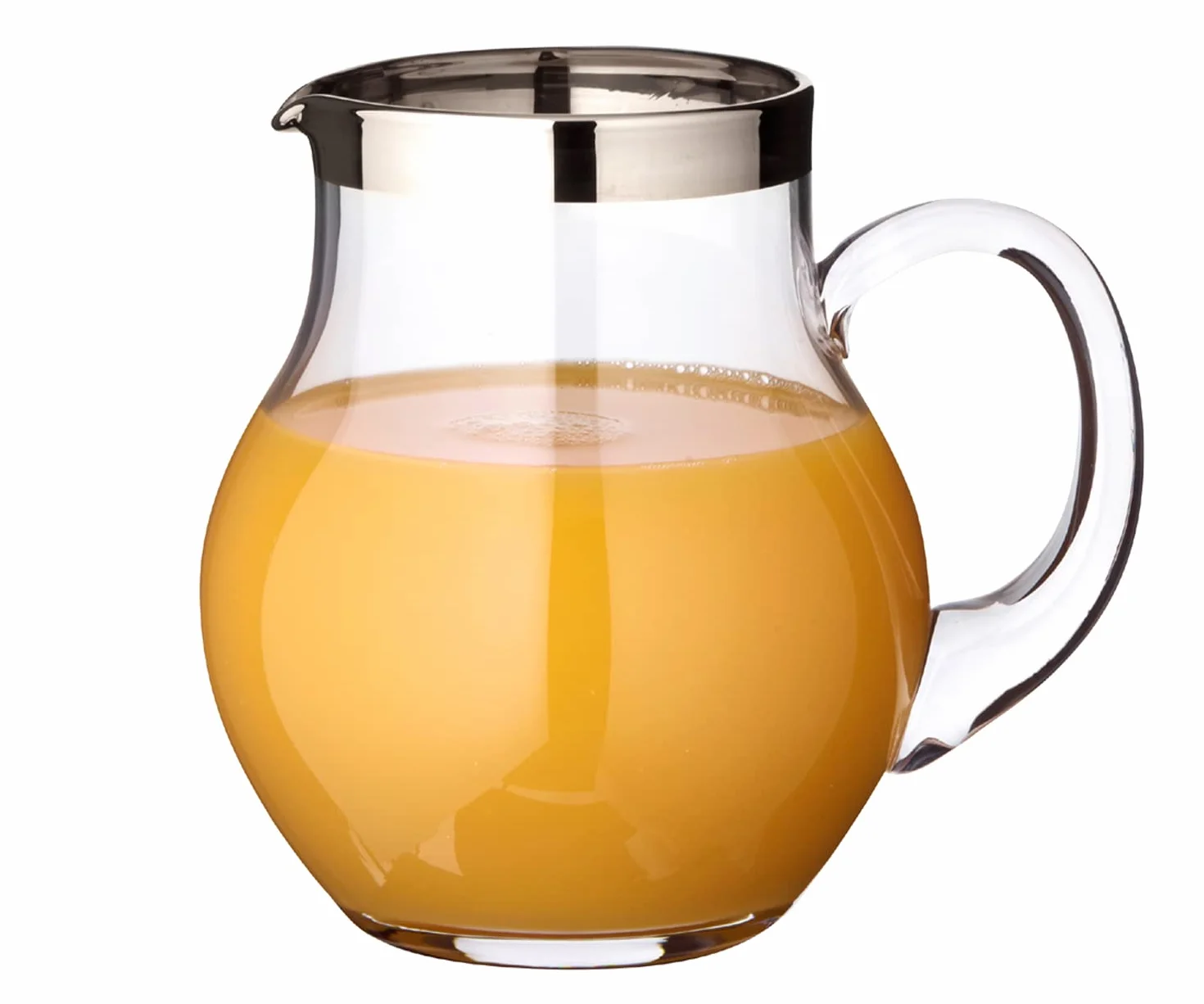 EDZARD Jarra Olivia, vidrio soplado con borde de platino, altura 16 cm, capacidad 1 litro, cántaro, jug, taza, pitcher, jarron, para agua, zumo, té helado
