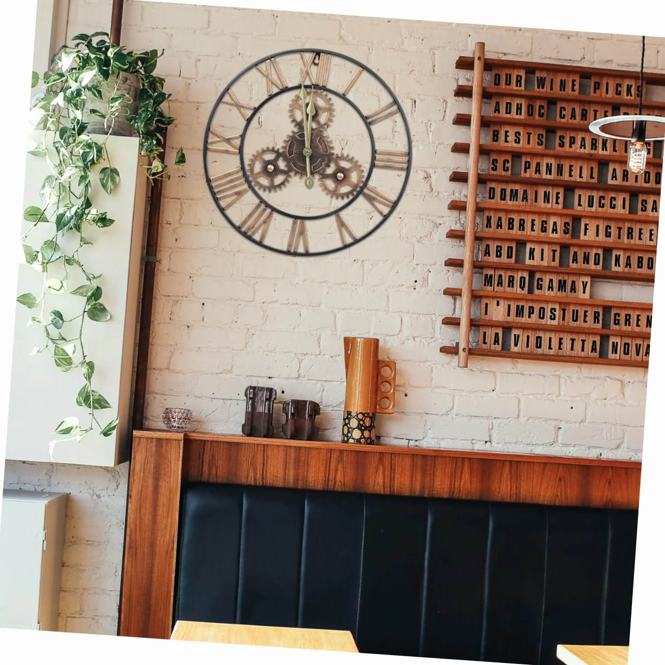 Cabilock Reloj de Pared Redondo de Estilo Industrial, Colgante Sencillo para Ambientes de Sala, Alojamientos y Cafeterías