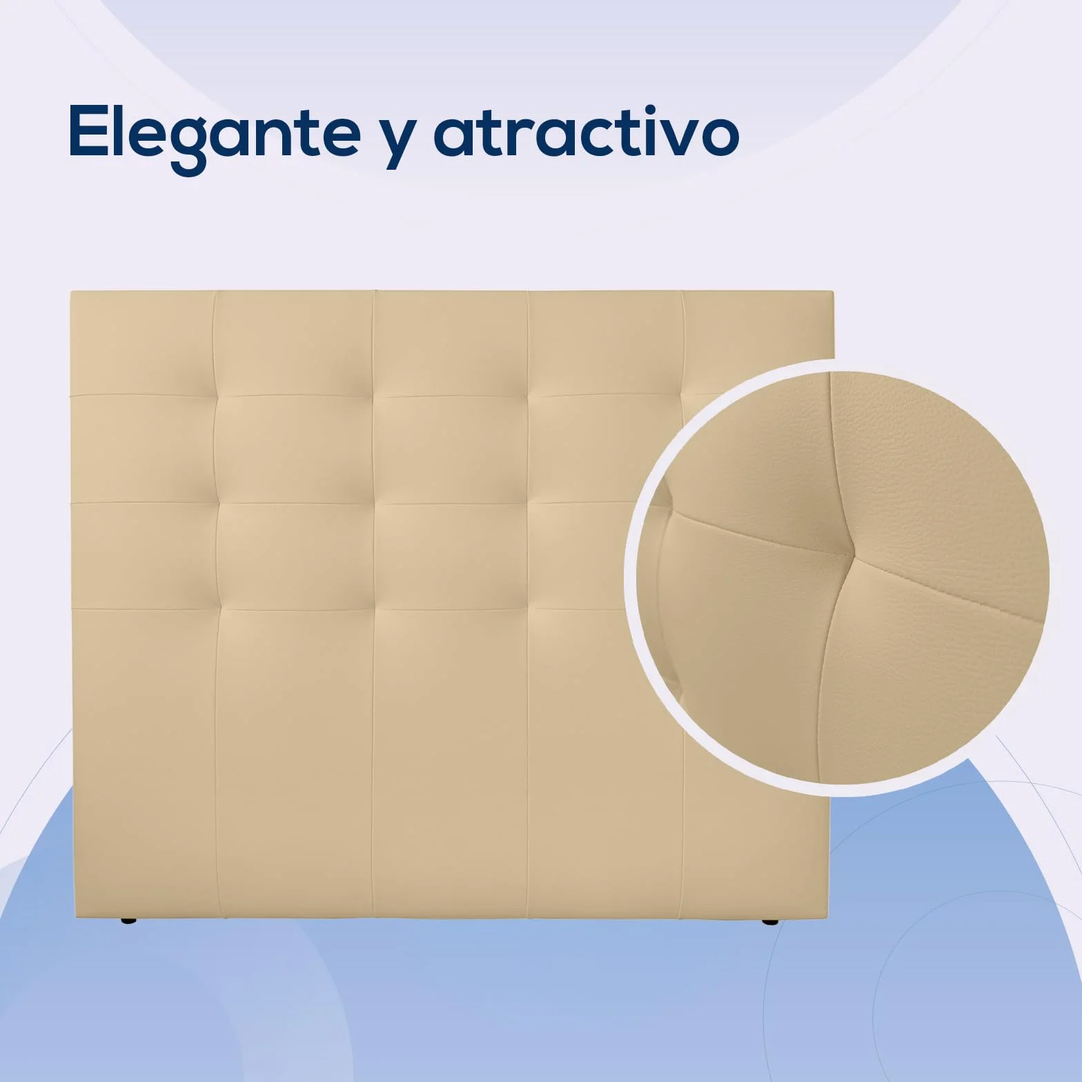 Duérmete Online, Cabecero Modelo Napoli Acolchado, Tapizado en Polipiel de Alta Gama, Medidas: 145 x 120 cm (para Cama de 135 y 140) Beige