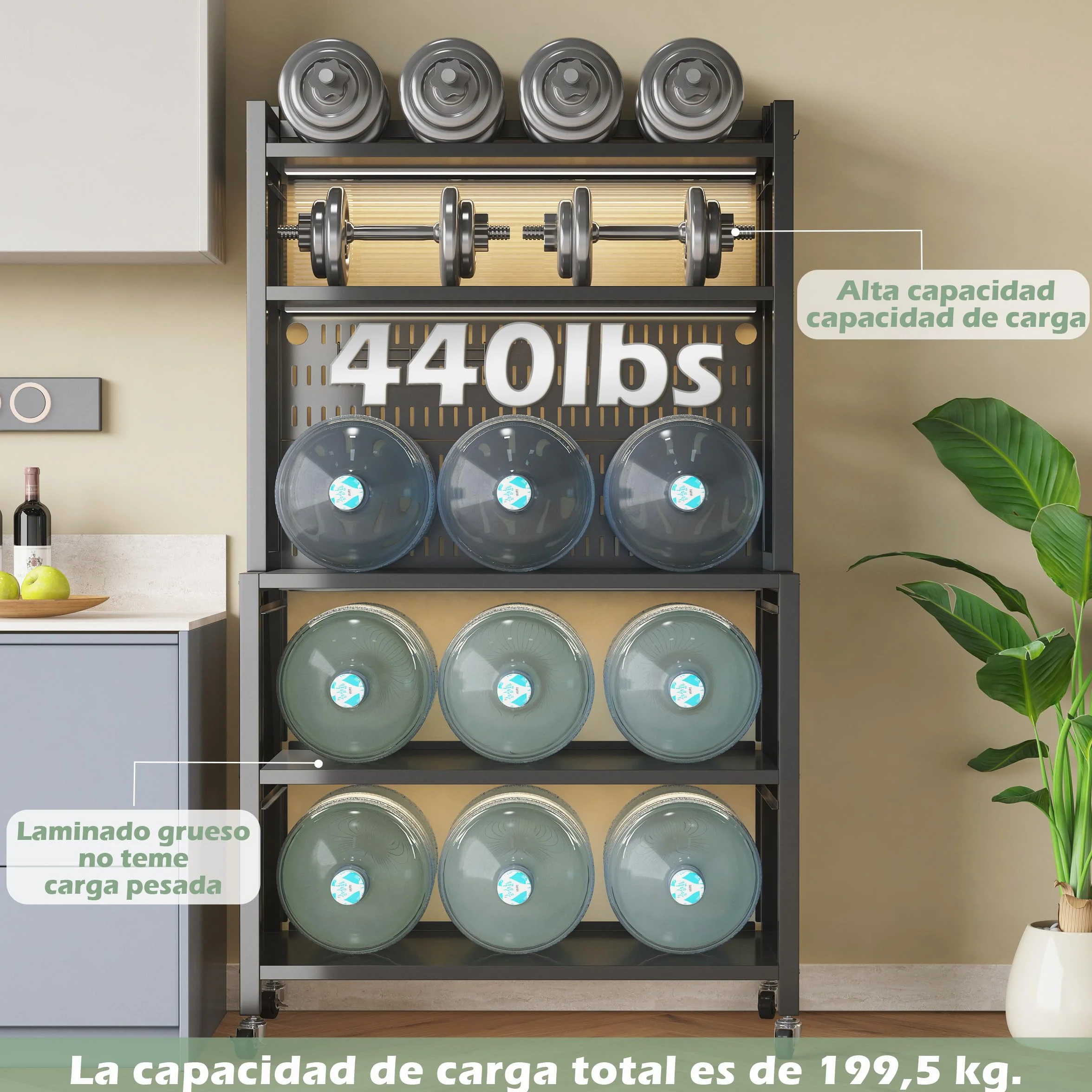 COVAODQ Estantería de Almacenamiento,Estantería de Cocina de 5 Niveles, Estantería de Panadería,Organizador de Cocina(Negro 80 x 36 x 162 cm)