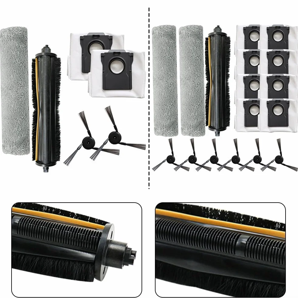Kit de paño para fregona lateral principal, 1 juego con bolsas de polvo, piezas de repuesto para aspiradora, cepillo principal de nailon y paño de microfibra para fregona, compatible con modelos Z5/Z5