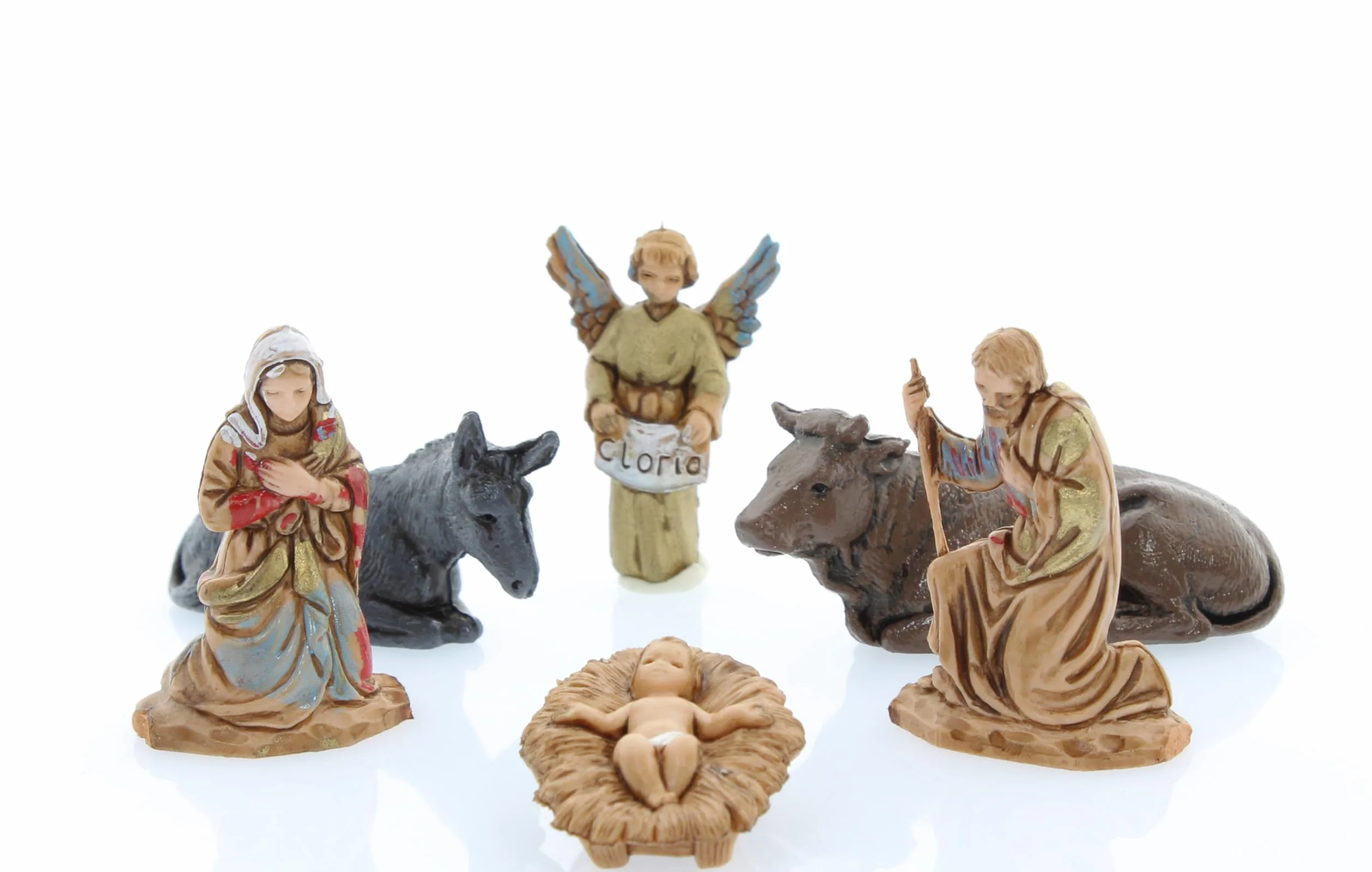 Moranduzzo Natividad 6 Figuras Belén 3,5 cm Escala 1:50 Micro 3,5 Figura Indestructible Siglo XVIII Acabada a Mano