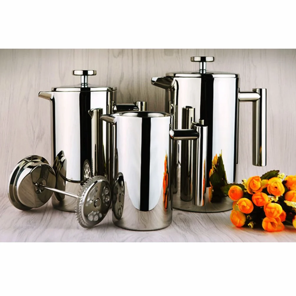 misppro Cafetera de prensa francesa, cafetera de prensa francesa, cafetera expreso, émbolo de acero inoxidable, aislada, 500 ml