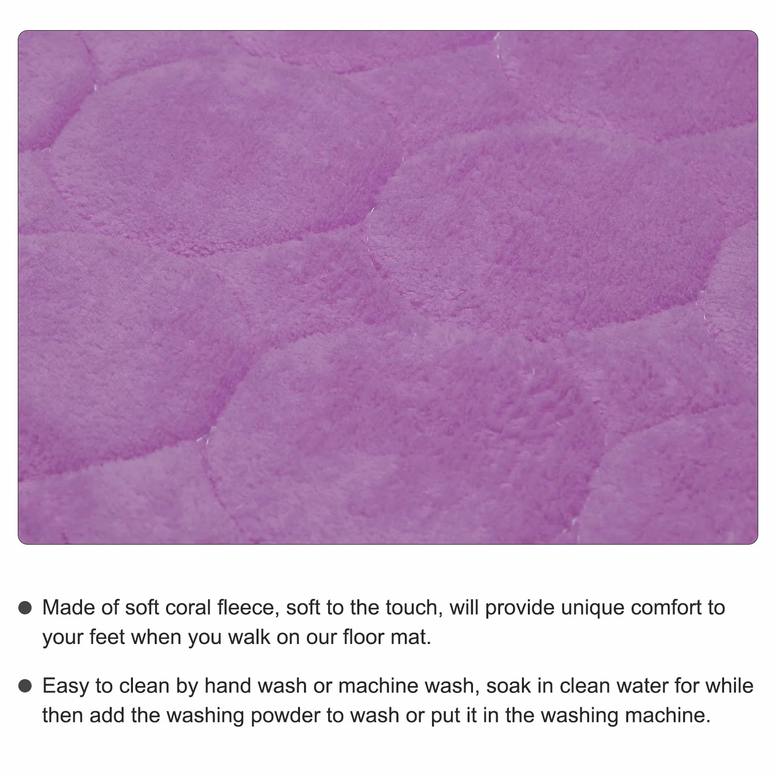 sourcing map Memoria Espuma Baño Alfombra 2uds, 15.7" x 24" Coral Vellón Baño Ducha Alfombra Antideslizantes Lavables Alfombras para Cocina Baño Pisos - Púrpura