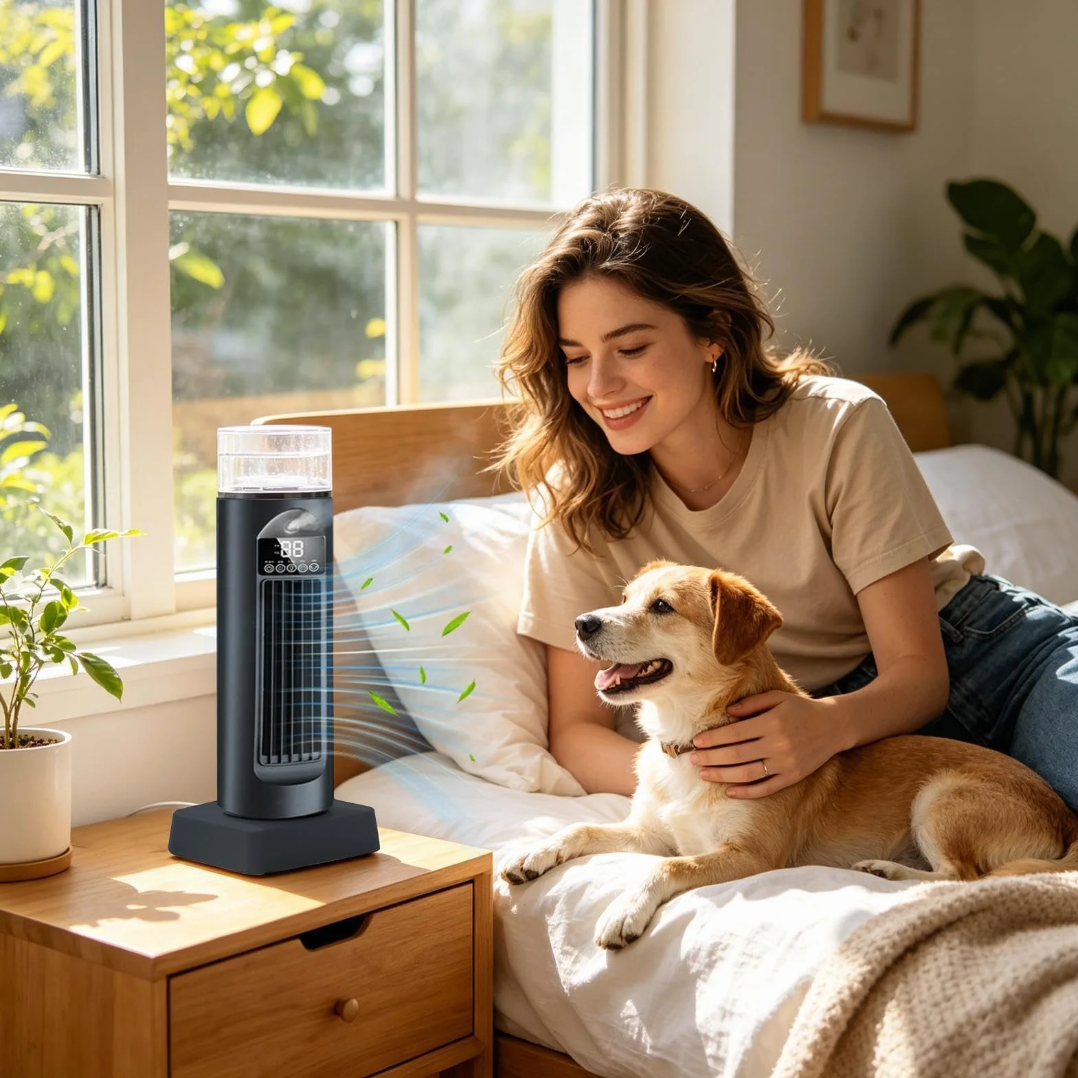 Ventilador Escritorio Herramienta Sin Aspas 6 Velocidades, Tanque De Agua | Torre Ventilador Oscilante 110 Grados Para Hombres Mujeres Interior Escritorio Hogar Oficina Dormitorio