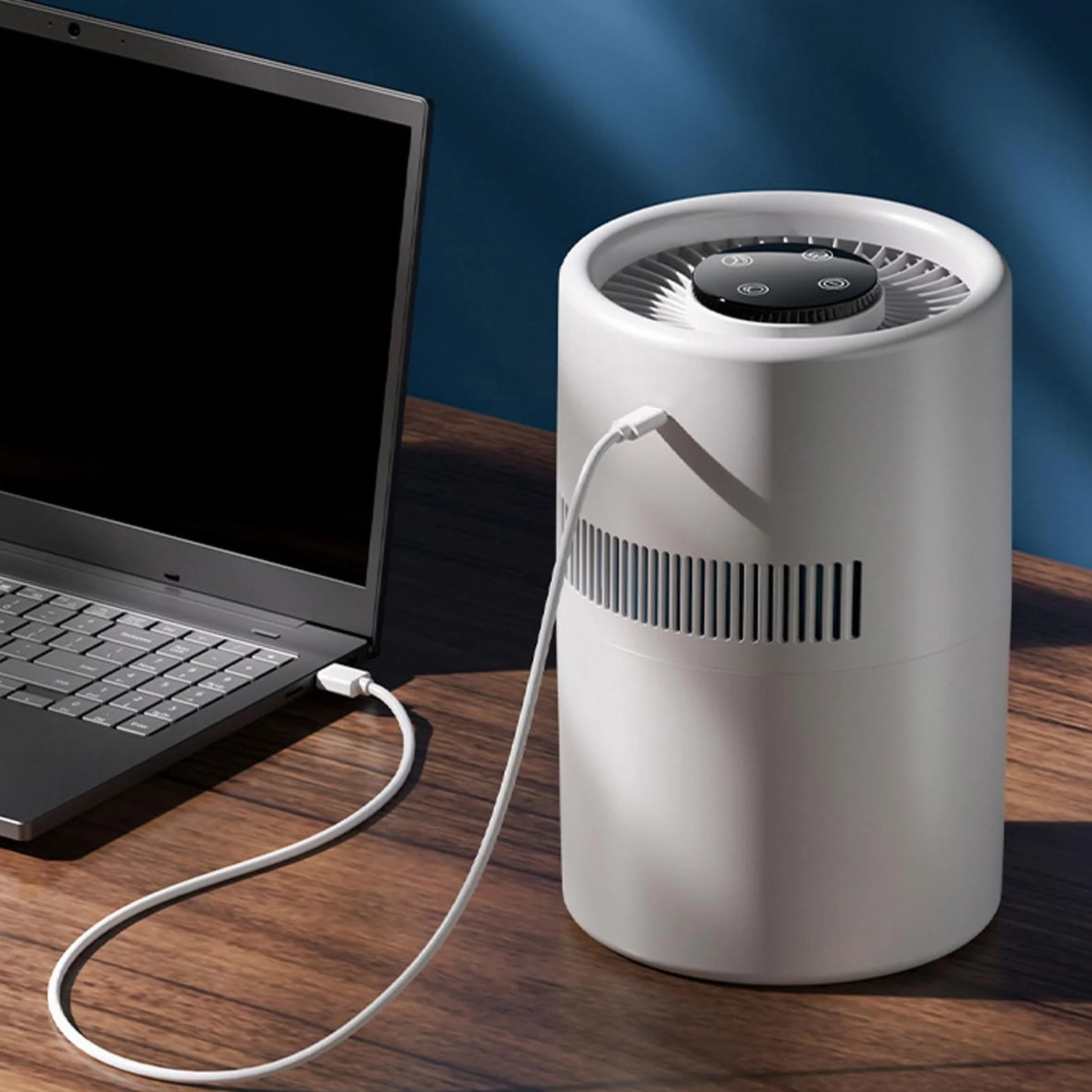 Purificador de Aire y Humidificador 2 en 1, 5 W, 4 L, Tanque de Agua Grande, Silencioso, Humidificador de Escritorio con Boquilla de 360°, Apagado Automático para Dormitorio,