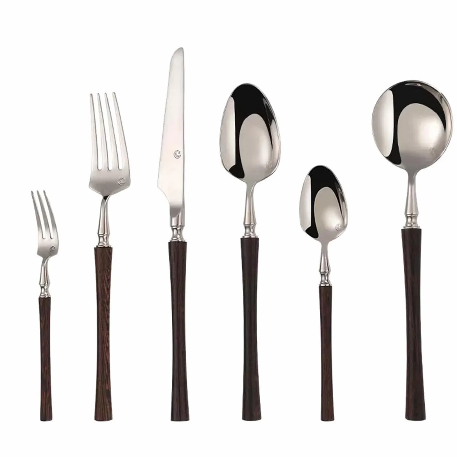 Este Juego de Cubiertos de 36 Piezas Incluye 6 Cubiertos con Mango de Madera, Utensilios de Acero Inoxidable 18/8, vajilla Estilo francés para el hogar, Cocina y Banquetes, Acabado Pulido, a