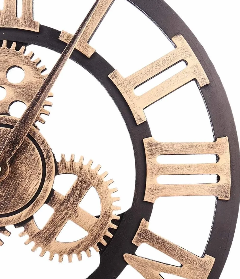 Reloj de pared grande de estilo industrial vintage, reloj de pared con diseño moderno 3D