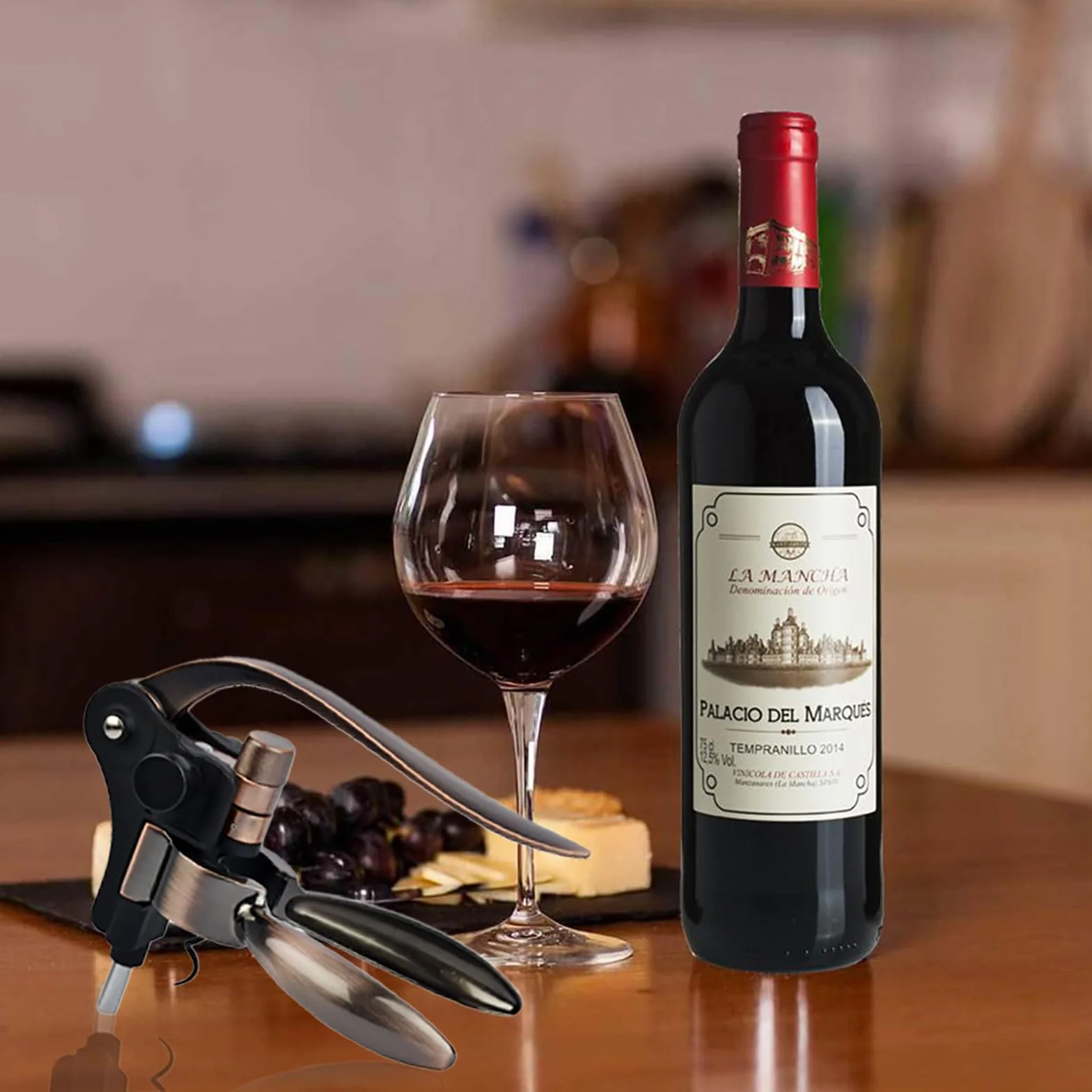 Sacacorchos de vino profesional, palanca manual ergonómica, estilo conejo