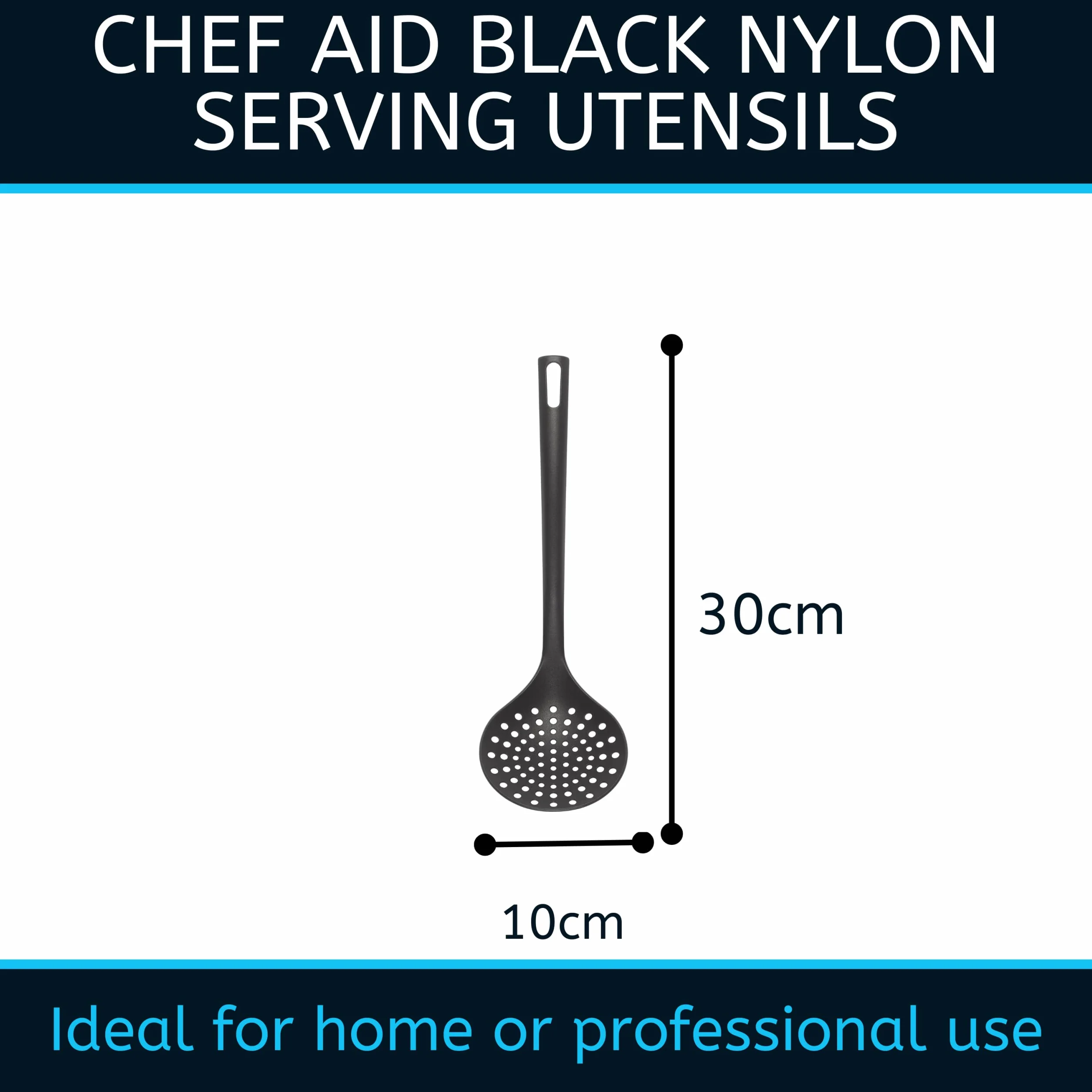Chef Aid Skimmer de Nailon, Utensilios de Cocina Sin BPA, Antiadherente, Negro