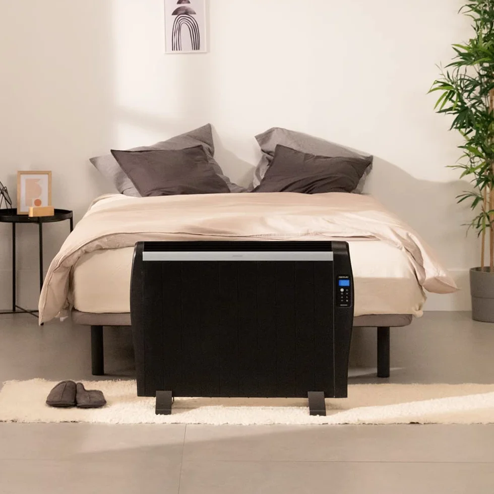 Cecotec Radiador Eléctrico Bajo Consumo ReadyWarm 2000 Thermal Black. 10 Elementos, 1500 W, De Pared o de Pie, Temporizador, Mando a Distancia, Pantalla LCD, 20 m2